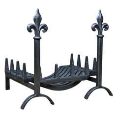 Antique Fire Basket, Grate, Dogs, Andirons, English, Victorian, circa 1900