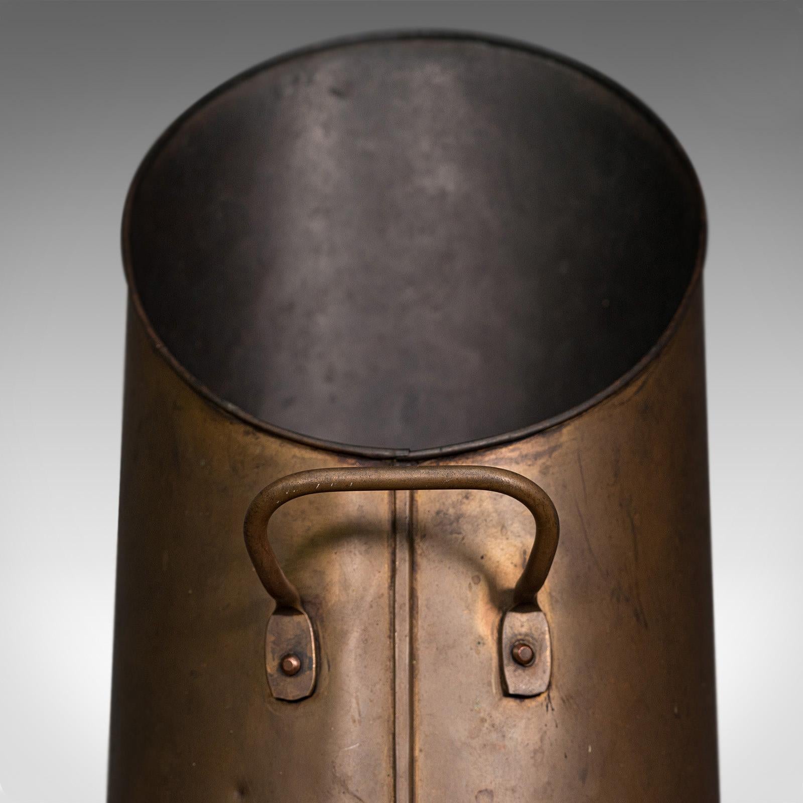 Antique Fire Bucket, English, Copper, Fireside, Coal, Log, Basket, Edwardian 3
