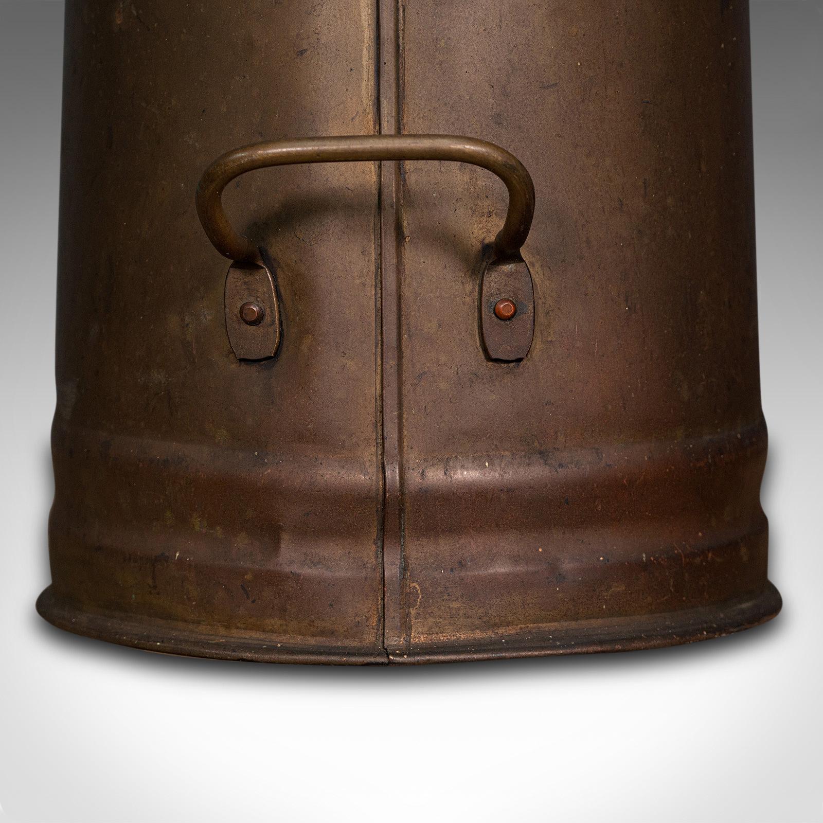 Antique Fire Bucket, English, Copper, Fireside, Coal, Log, Basket, Edwardian 4