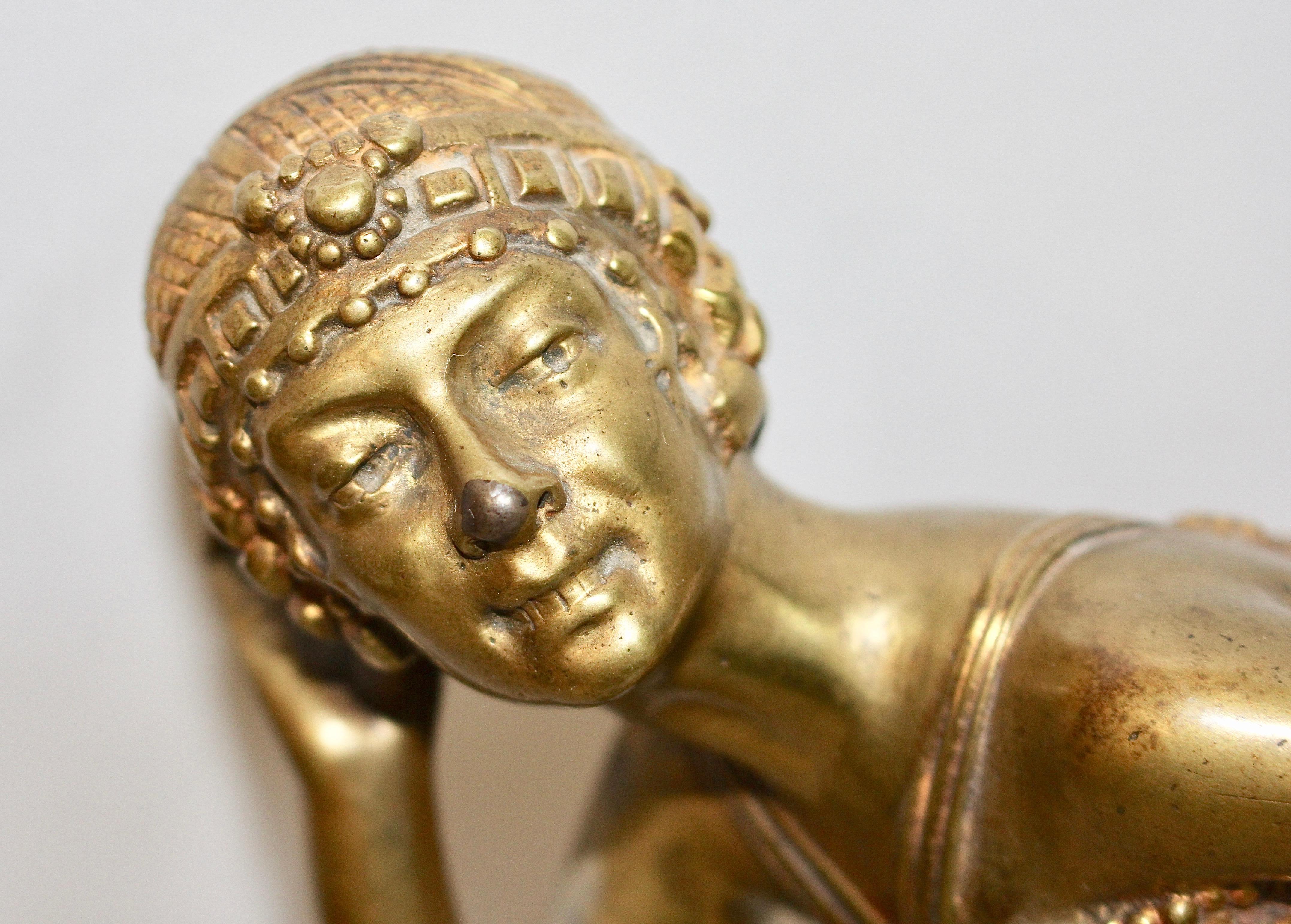 Antique Fire-Gilded Bronze Sculpture, Art Deco, Nouveau Dancing Lady 