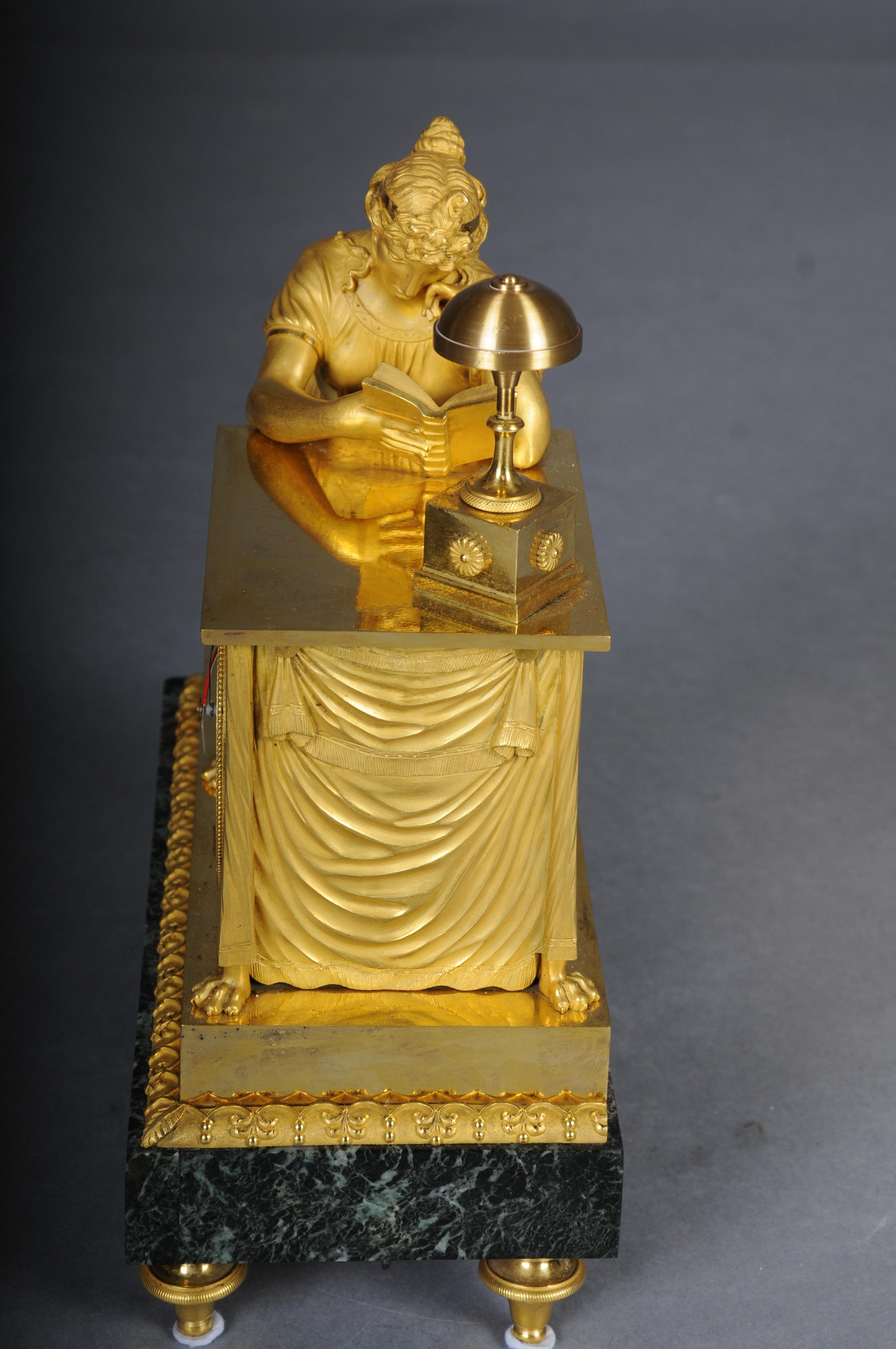 Antique fire-gilt Empire mantel clock, circa 1805, Paris. Masterpiece For Sale 3