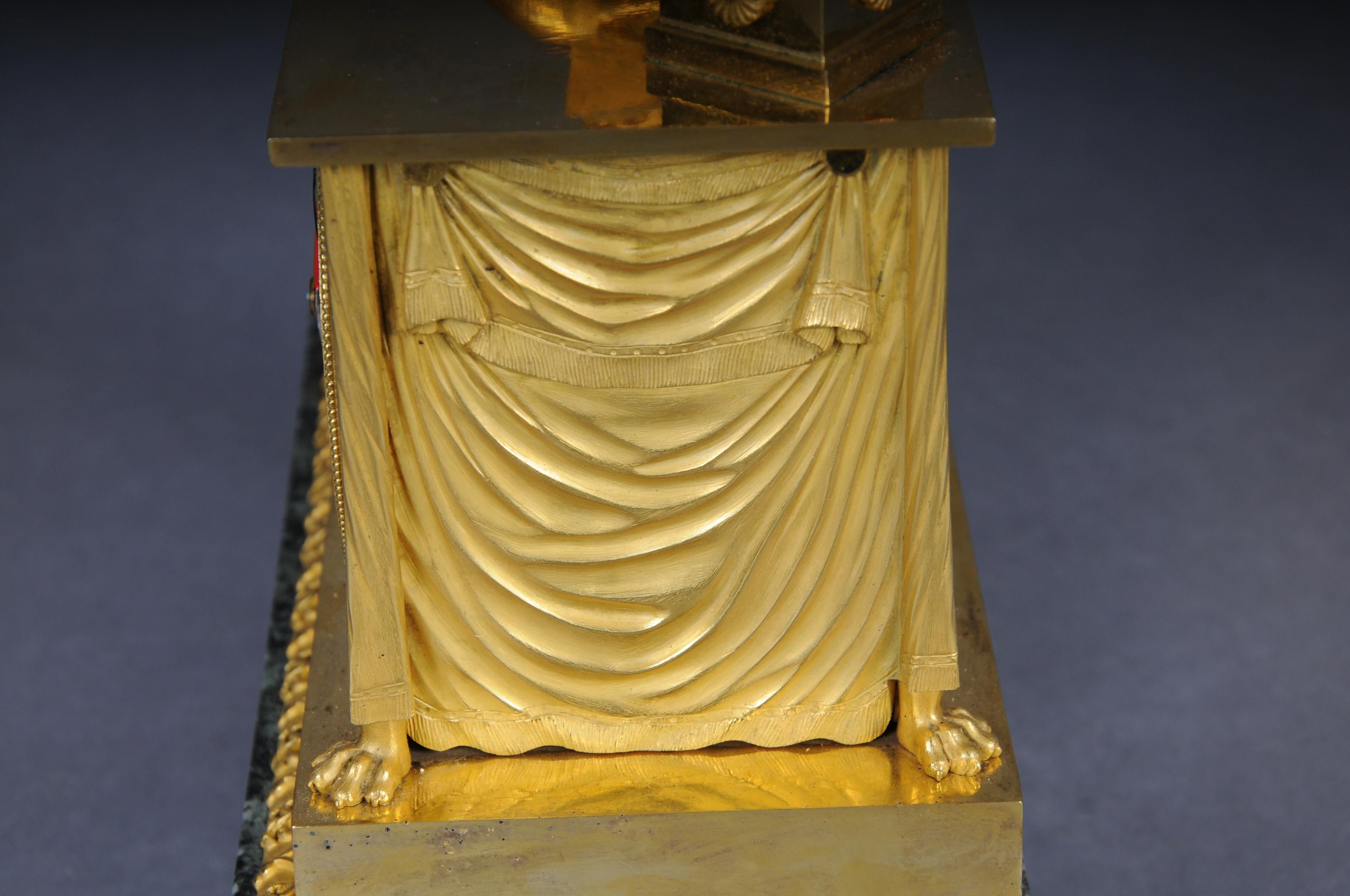 Antique fire-gilt Empire mantel clock, circa 1805, Paris. Masterpiece For Sale 4