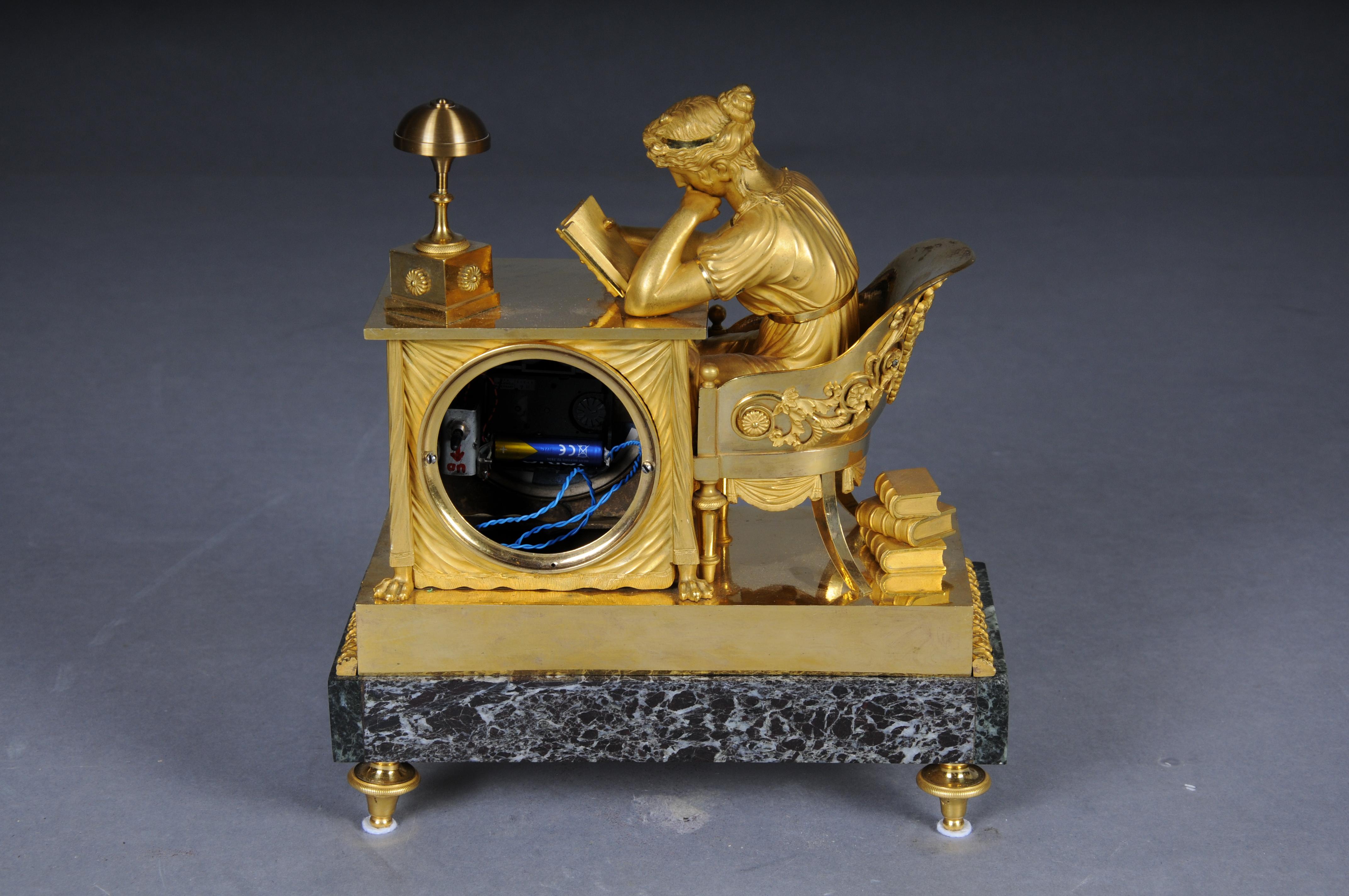 Antique fire-gilt Empire mantel clock, circa 1805, Paris. Masterpiece For Sale 6