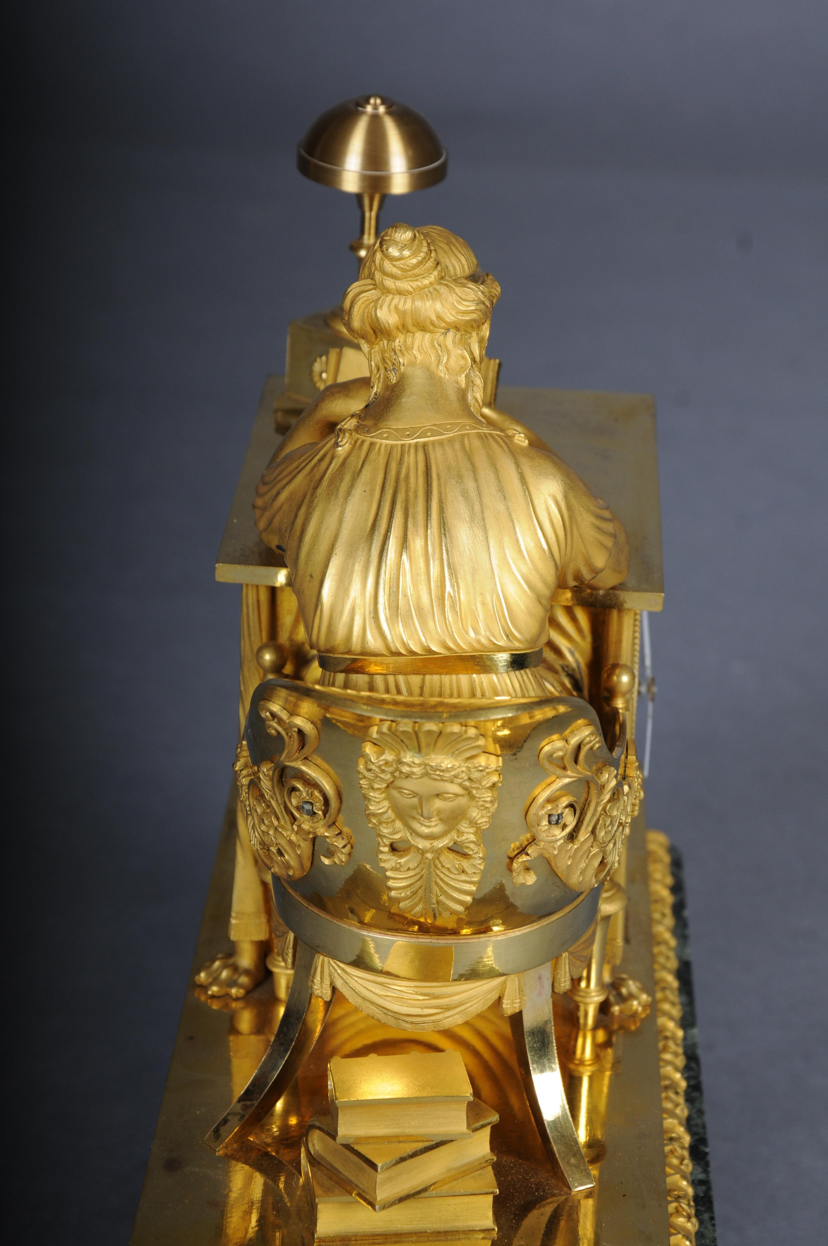 Antique fire-gilt Empire mantel clock, circa 1805, Paris. Masterpiece For Sale 9
