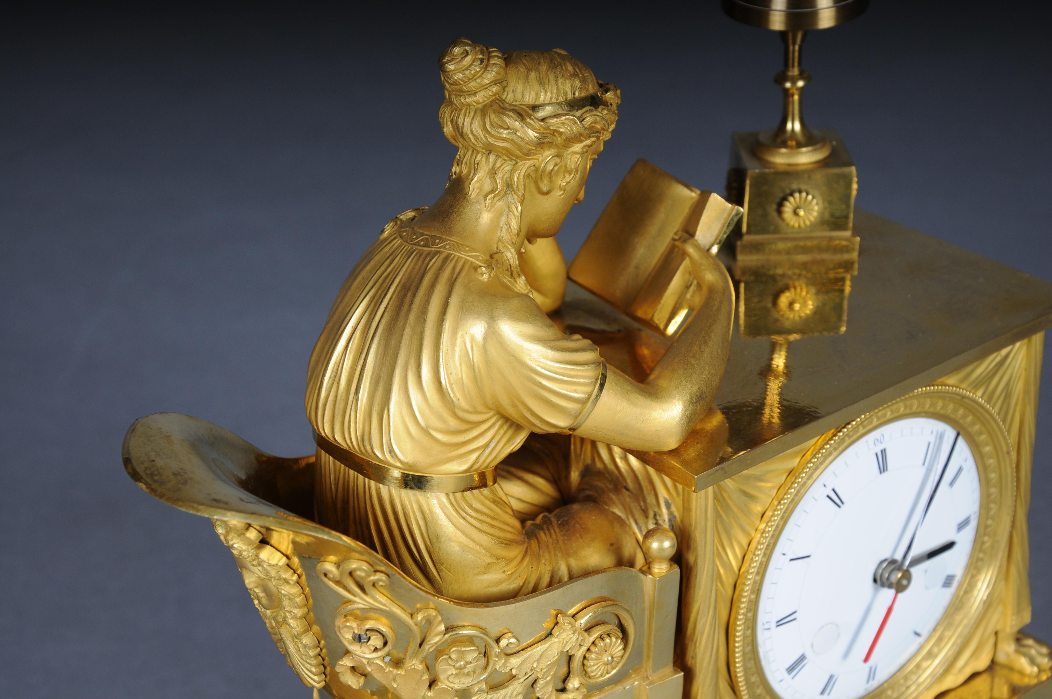 Antique fire-gilt Empire mantel clock, circa 1805, Paris. Masterpiece For Sale 10