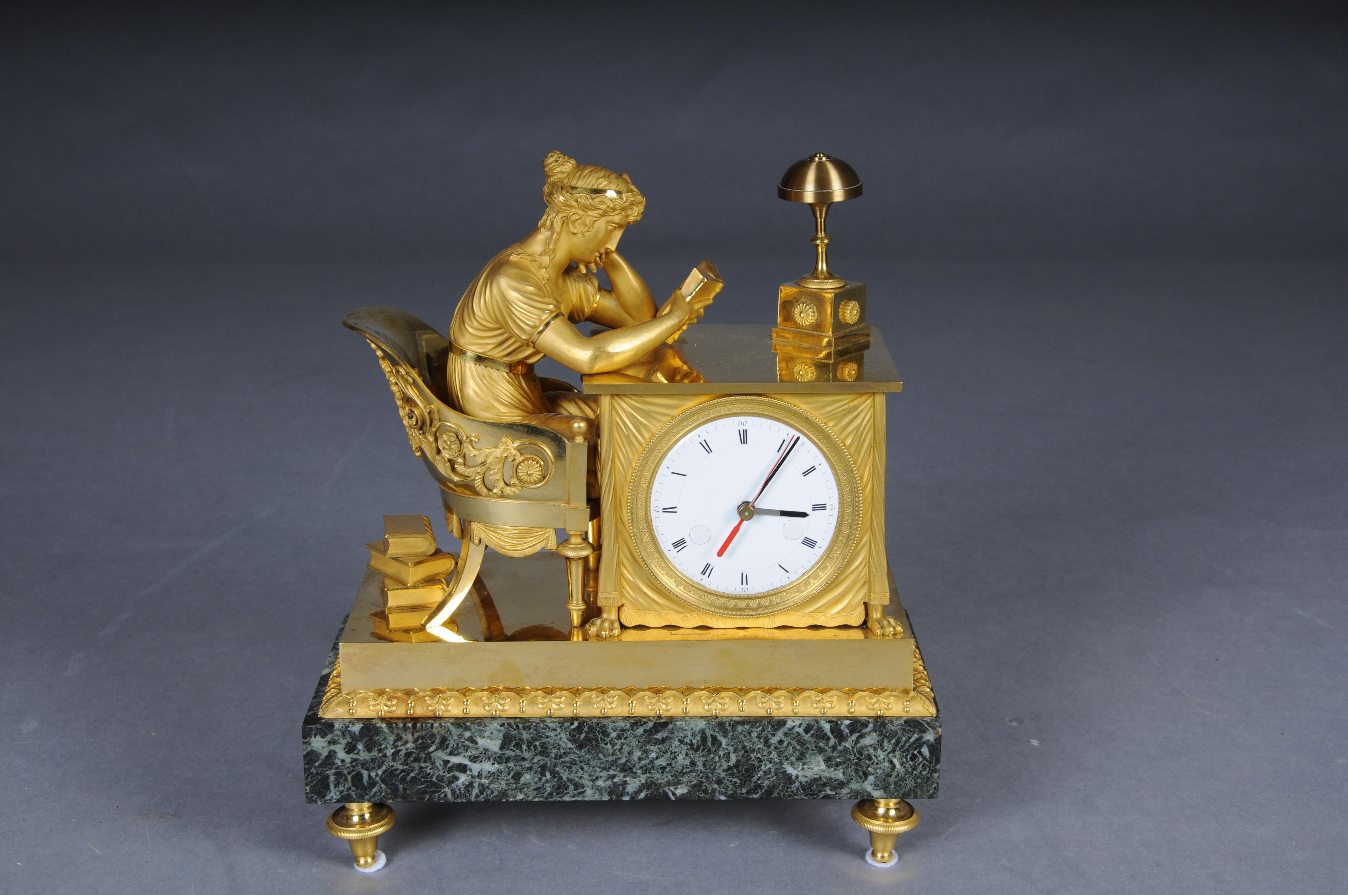 Antique fire-gilt Empire mantel clock, circa 1805, Paris. Masterpiece For Sale 12