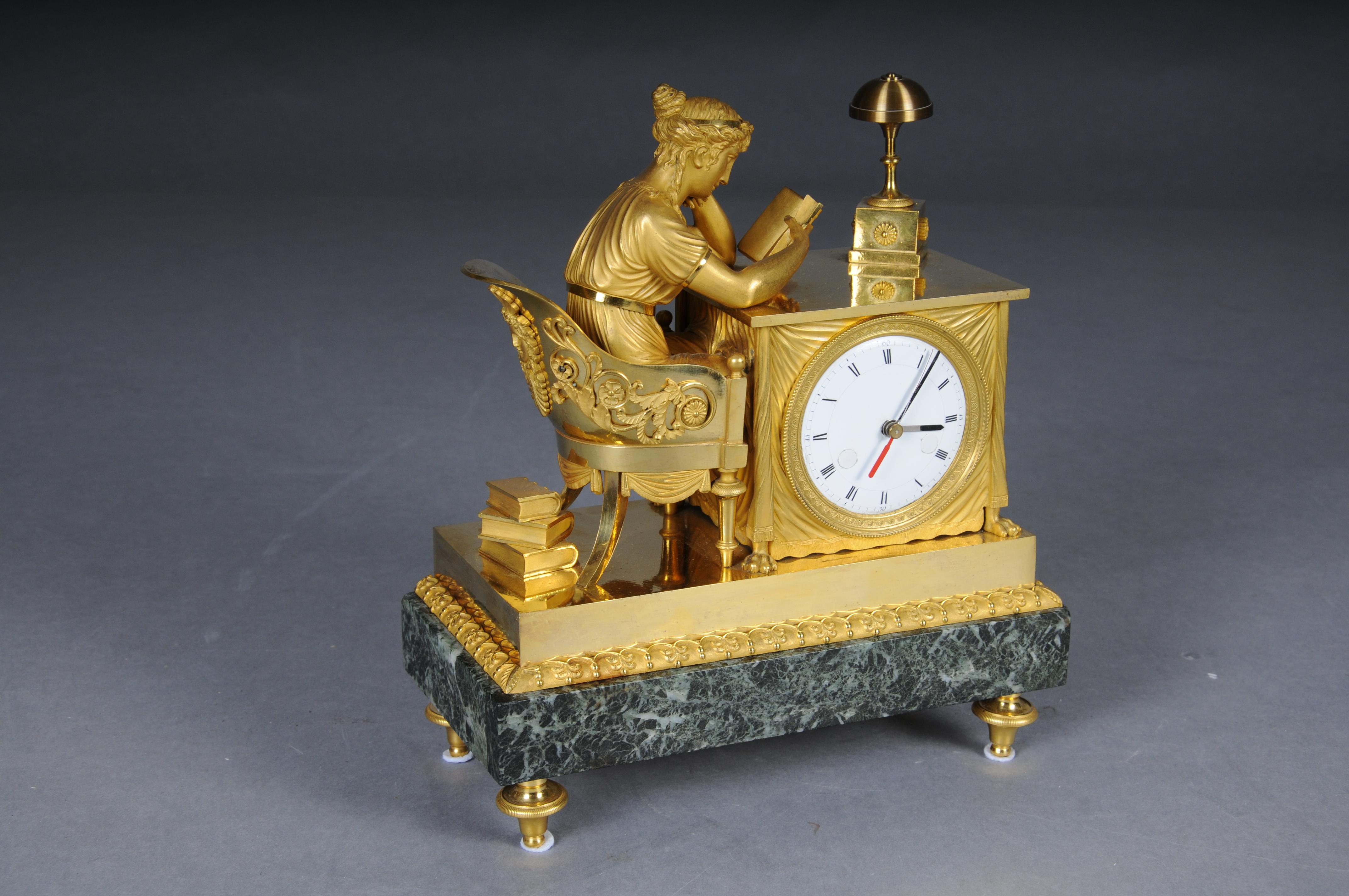 Antique fire-gilt Empire mantel clock, circa 1805, Paris. Masterpiece For Sale 13
