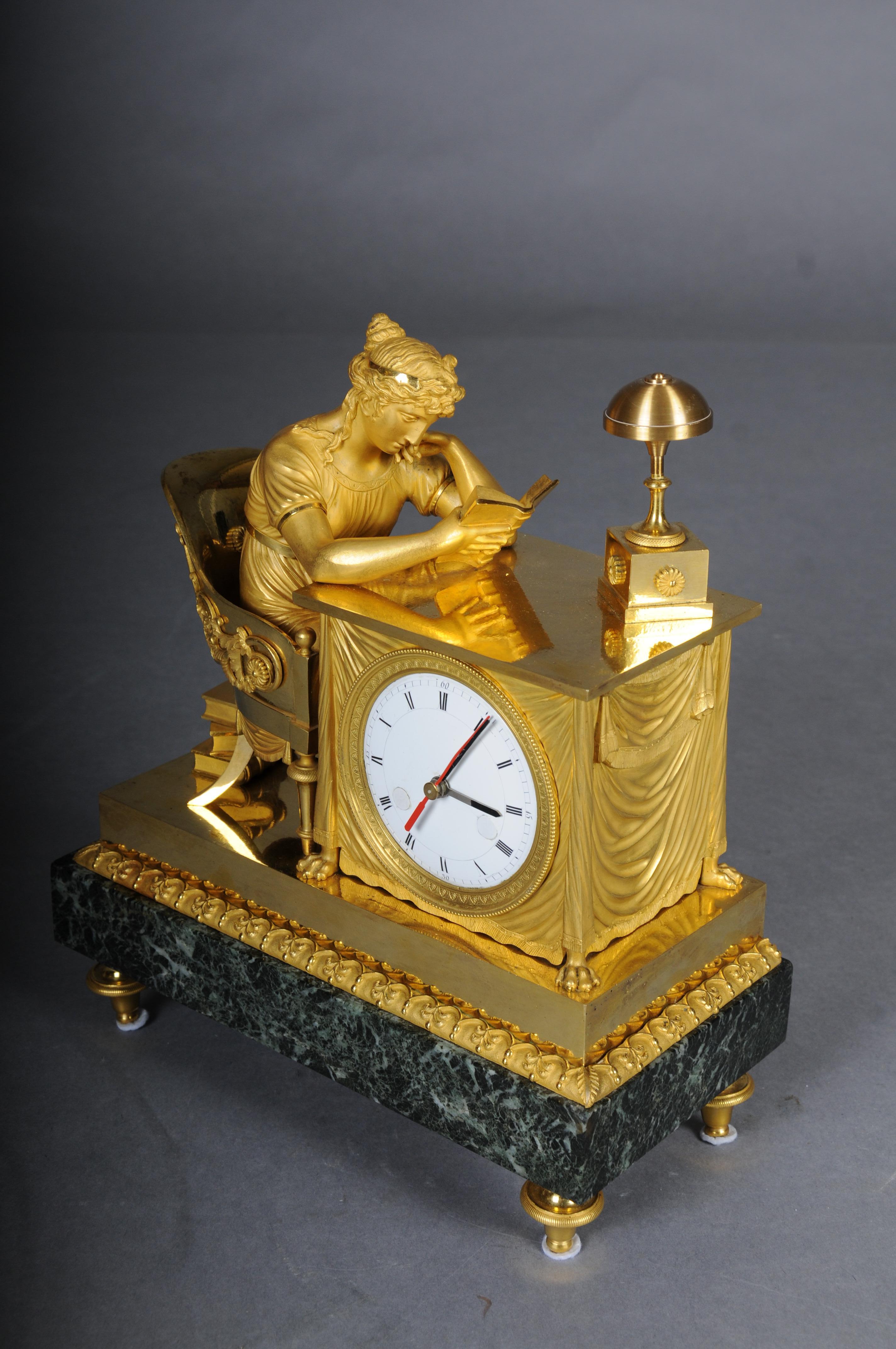 Antique fire-gilt Empire mantel clock, circa 1805, Paris. Masterpiece For Sale 1