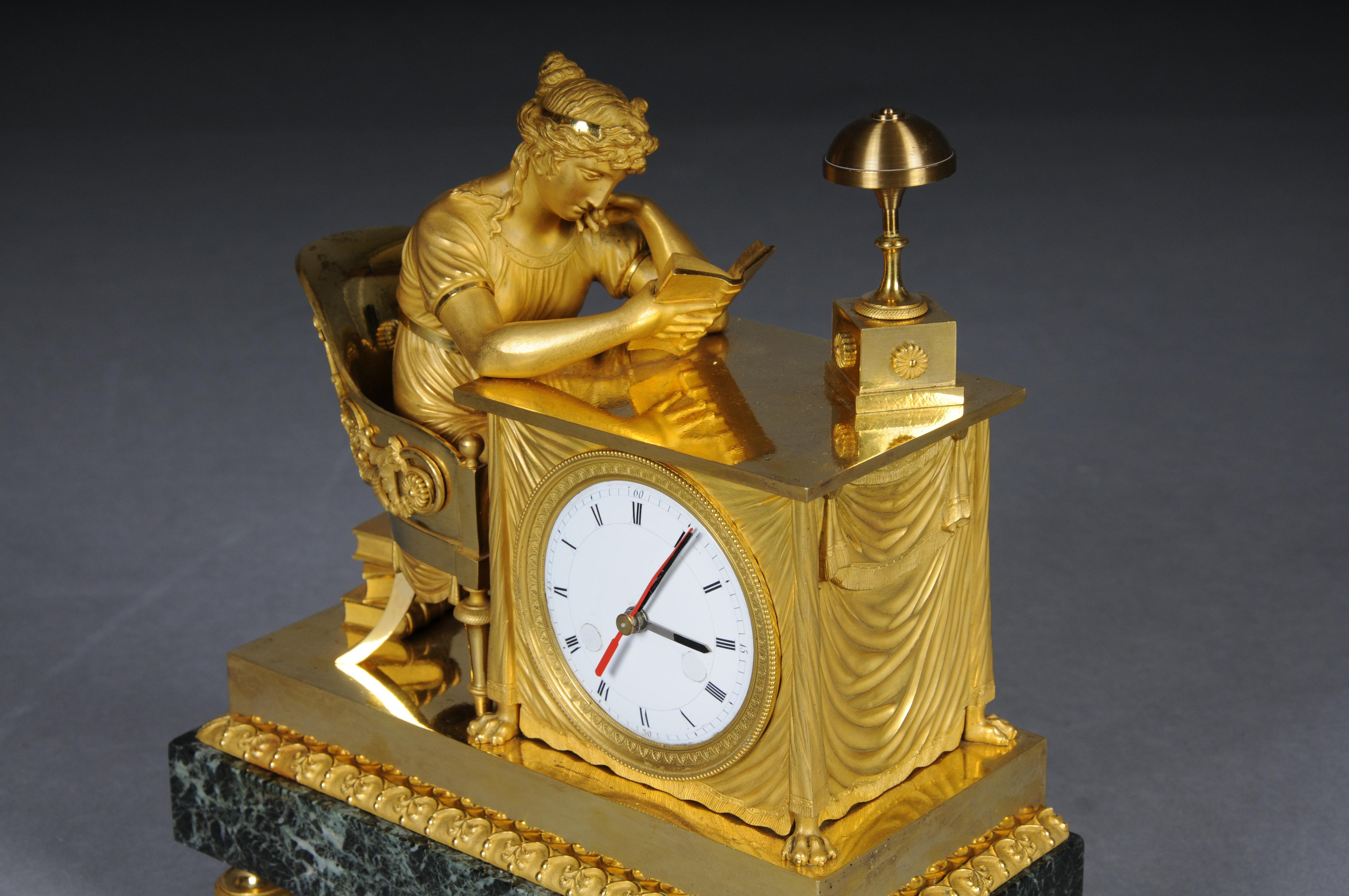 Antique fire-gilt Empire mantel clock, circa 1805, Paris. Masterpiece For Sale 2