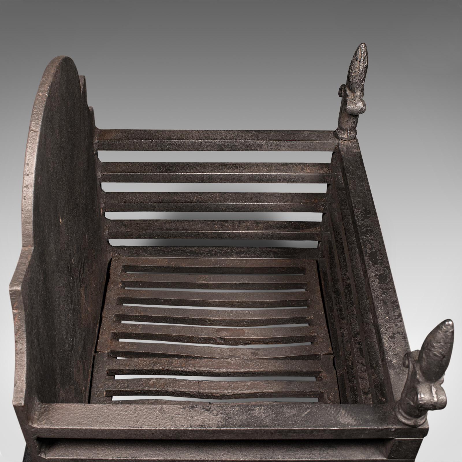 Antique Fire Grate, English, Cast Iron, Fireplace, Basket, Late Victorian, 1900 2