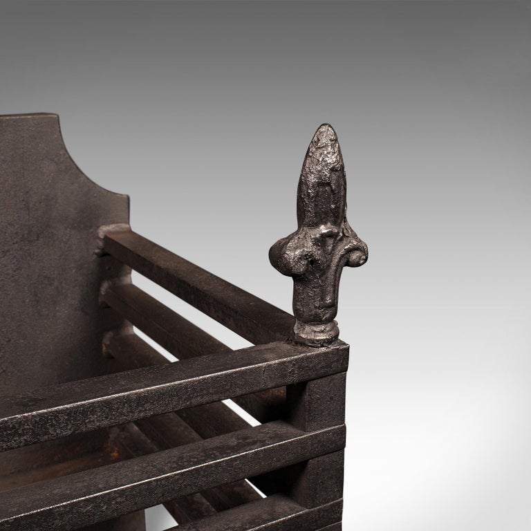 Antique Fire Grate, English, Cast Iron, Fireplace, Basket, Late