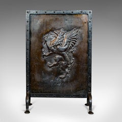 Antique Fire Guard, Scottish, Brass, Steel, Fireplace, Stand, 20th Century