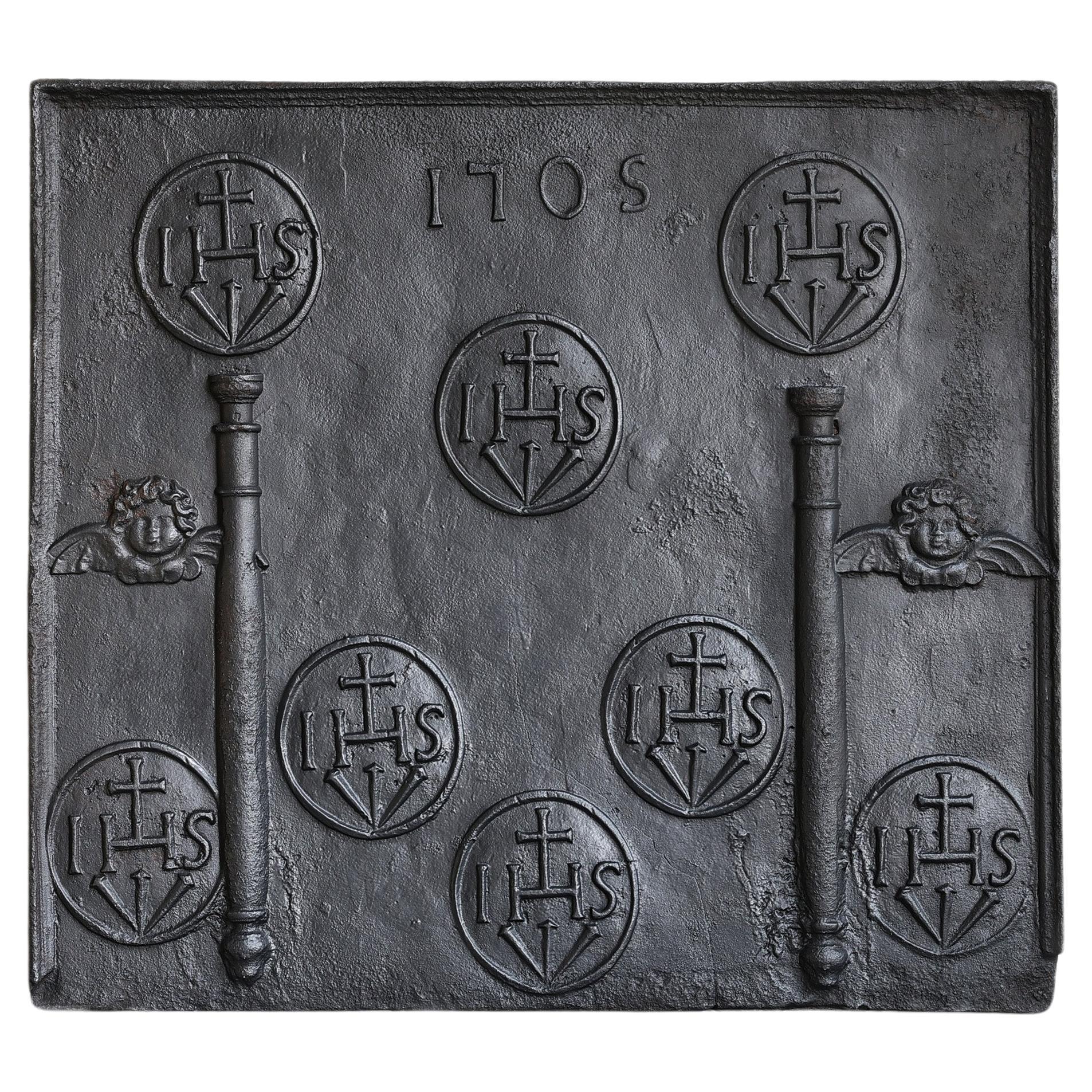 Plaque de cheminée ancienne - IHS - Monumental