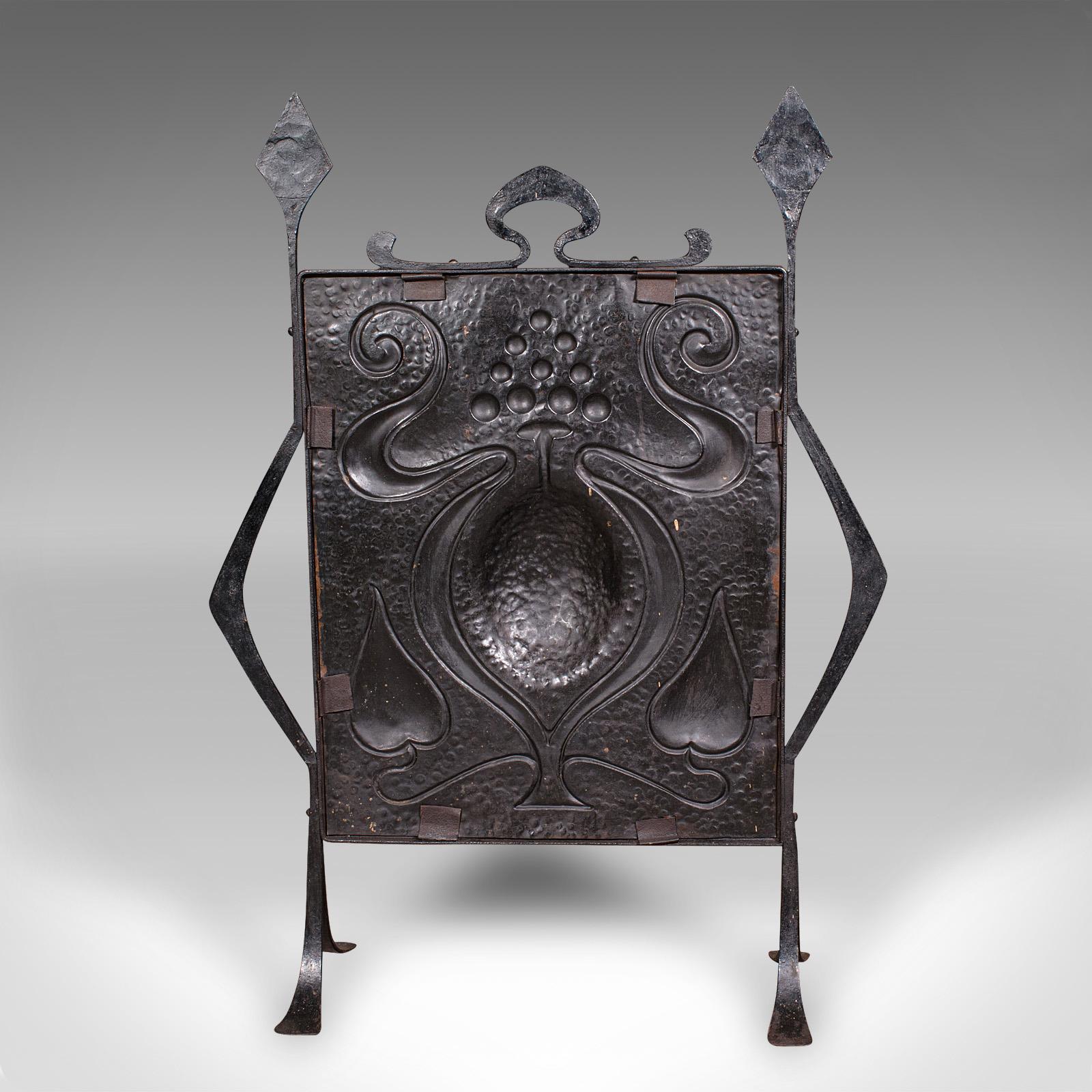 Antique Fire Screen, French, Copper, Fireplace Reflector, Art Nouveau, Victorian en Bueno estado para la venta en Hele, Devon, GB
