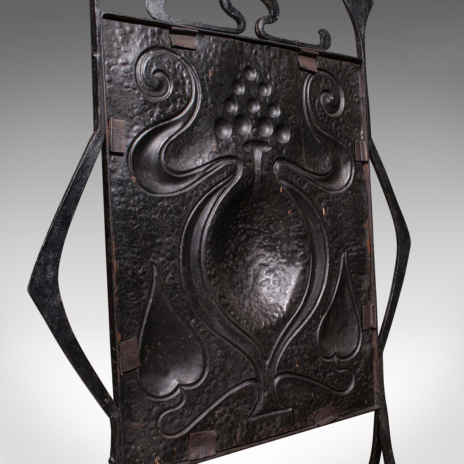 Antique Fire Screen, French, Copper, Fireplace Reflector, Art Nouveau, Victorian en venta 3