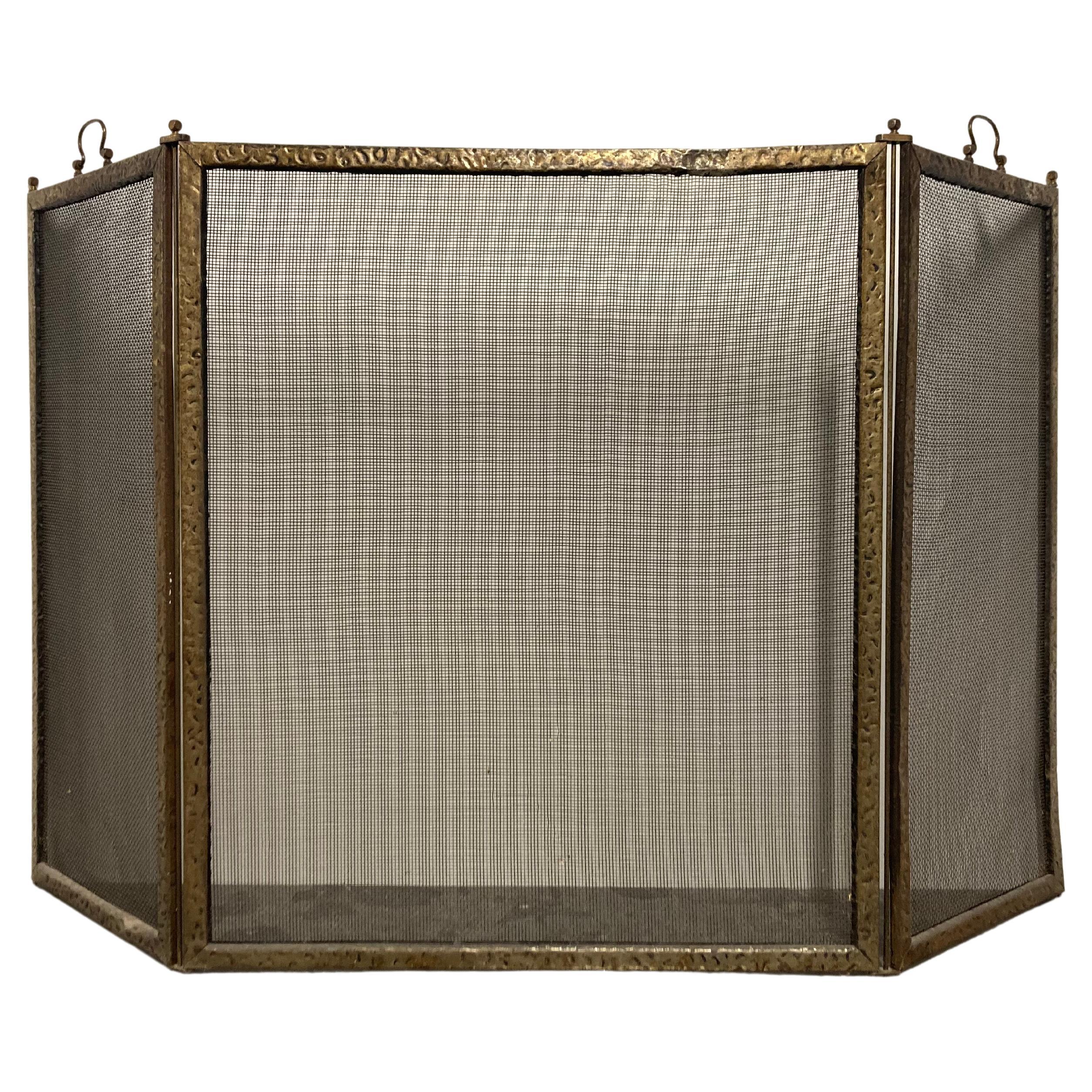Glass and Brass Fireplace Screen at 1stDibs