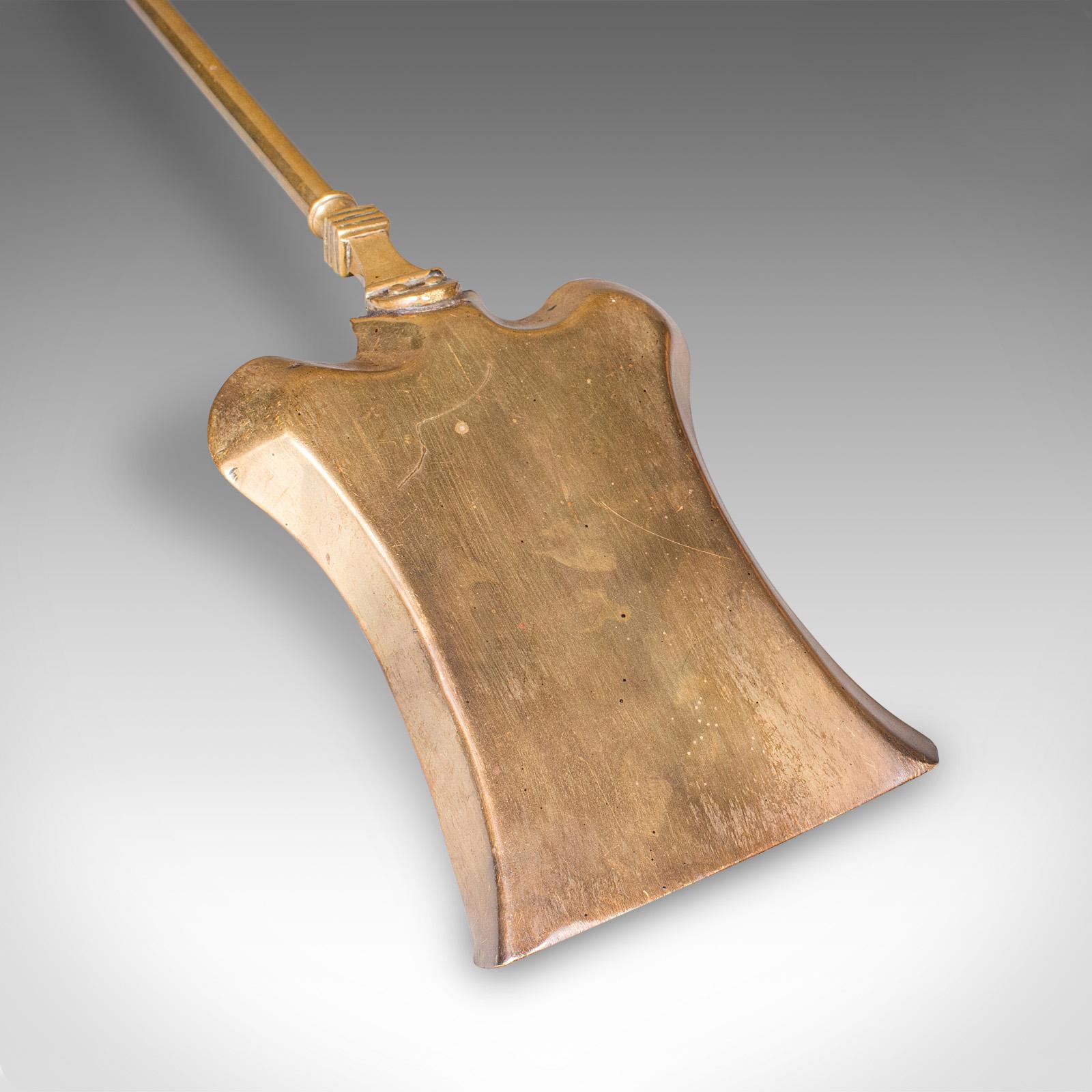 Antique Fire Tool Set, English, Brass, Shovel, Tongs, Poker, Victorian, C.1870 For Sale 2