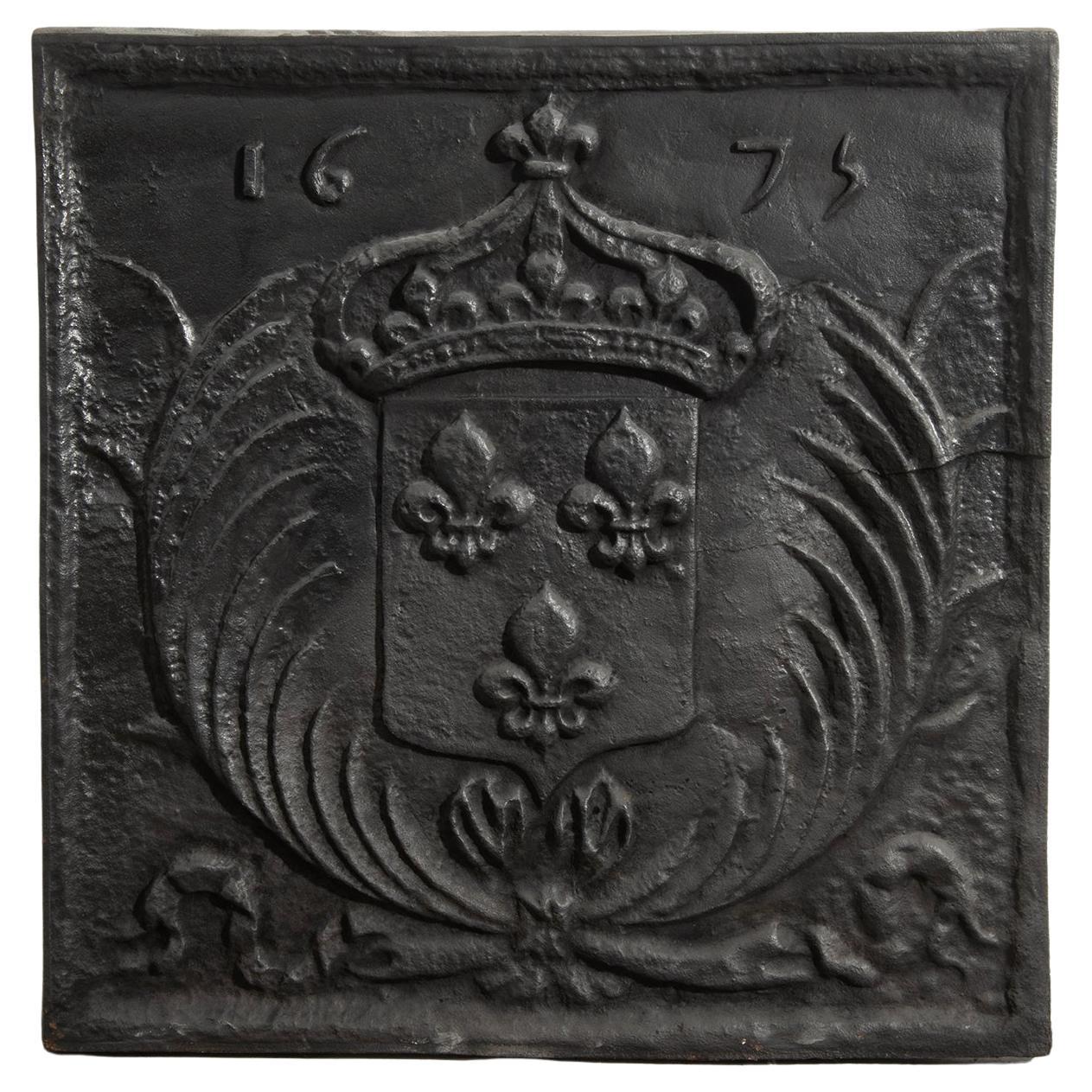 Antique Fireback / Backsplash " Arms of France" For Sale