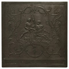 Plaque de cheminée ancienne/en arrière "Hercule et Omphale"