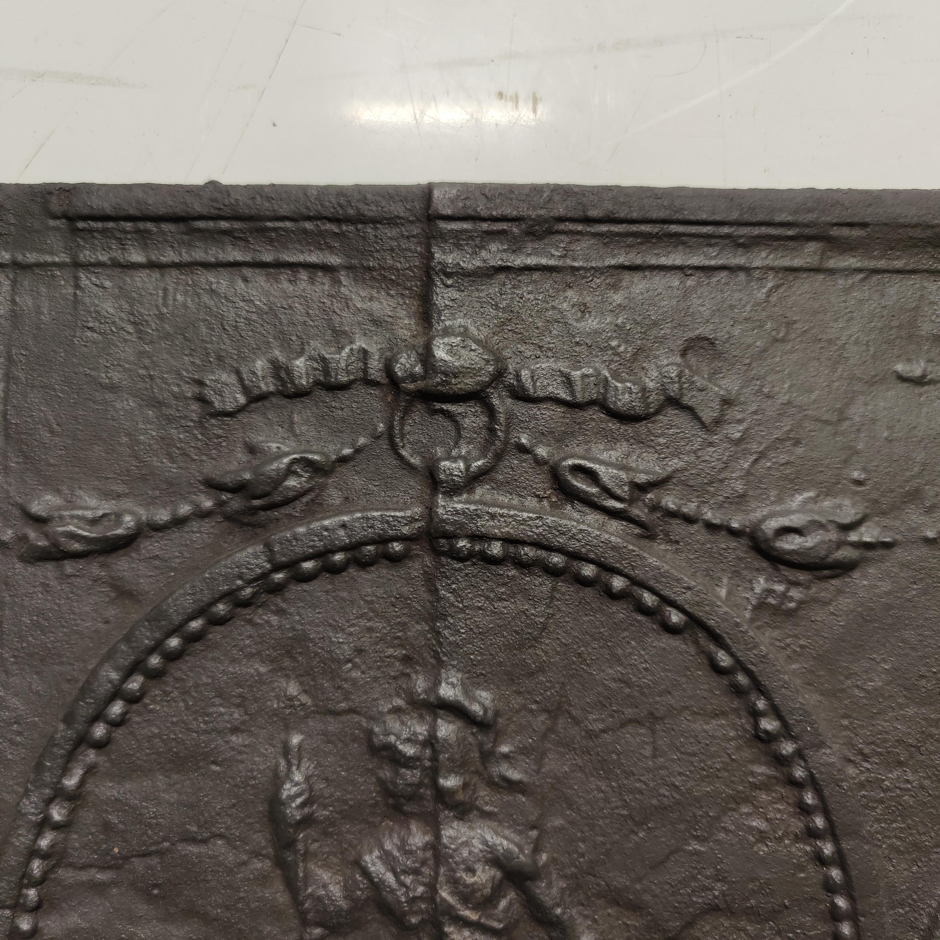 Cast Antique Fireback / Backsplash, Knight in a Frame For Sale