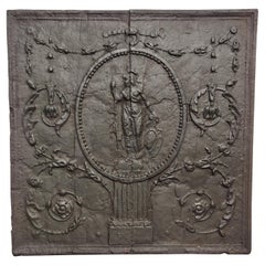 Antique Fireback / Backsplash, Caballero en un marco