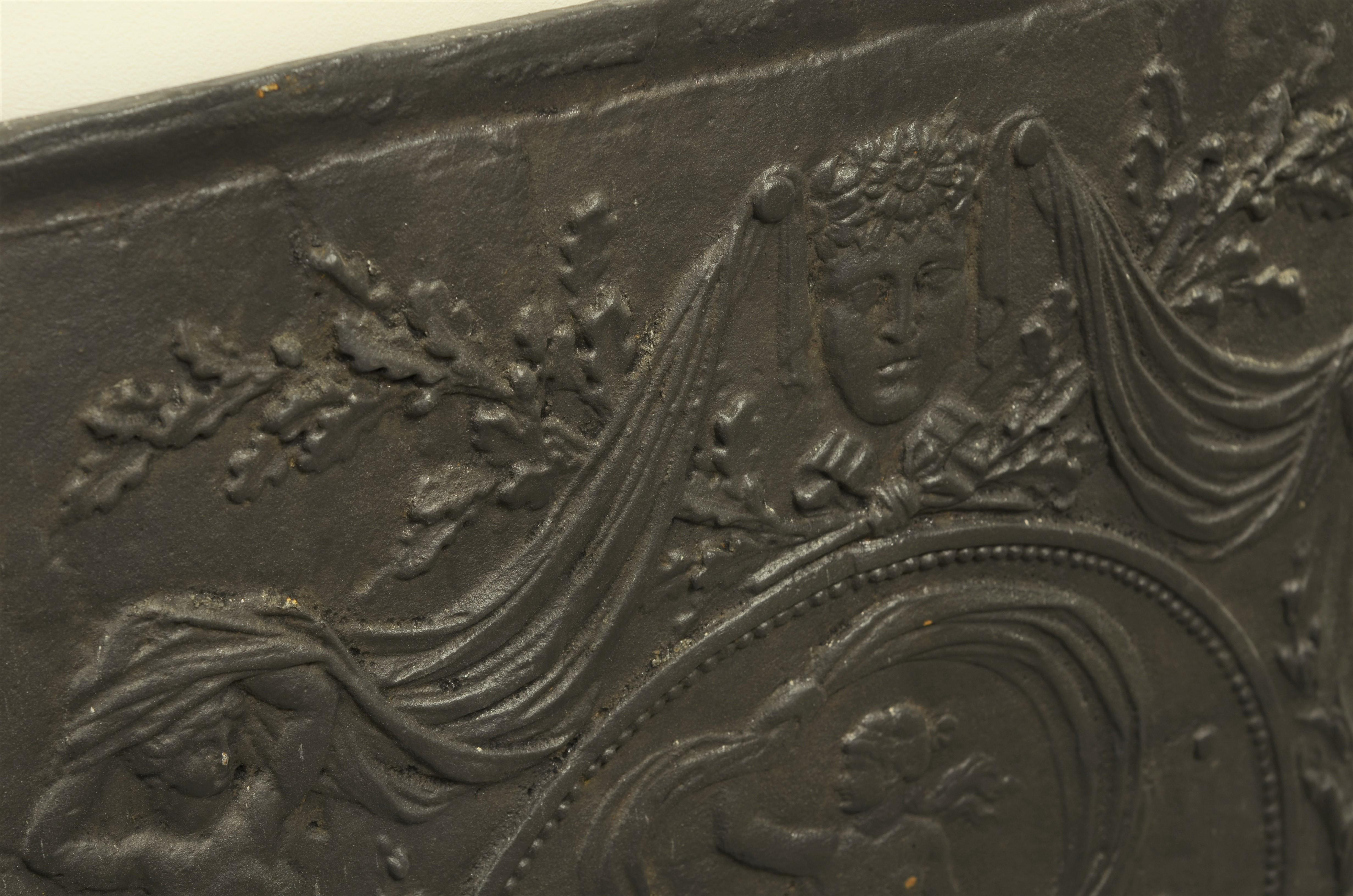 19th Century Antique Fireback / Backsplash Showing Fortuna, Goddess of Fortune and Fate