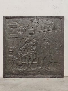 Antique Fireback / Backsplash, Two Men Talking