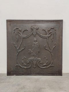 Antique Fireback / Backsplash, Woman Holding Basket