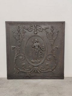 Antique Fireback / Backsplash, Woman Holding Mirror