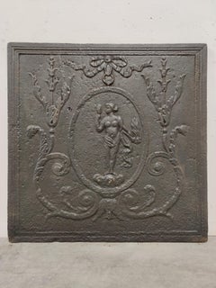 Antique Fireback / Backsplash, Woman Holding Mirror