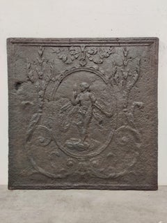 Antique Fireback / Backsplash, Woman Holding Mirror