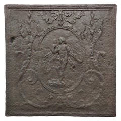 Plaque de cheminée ancienne / crédence arrière, femme tenant le miroir