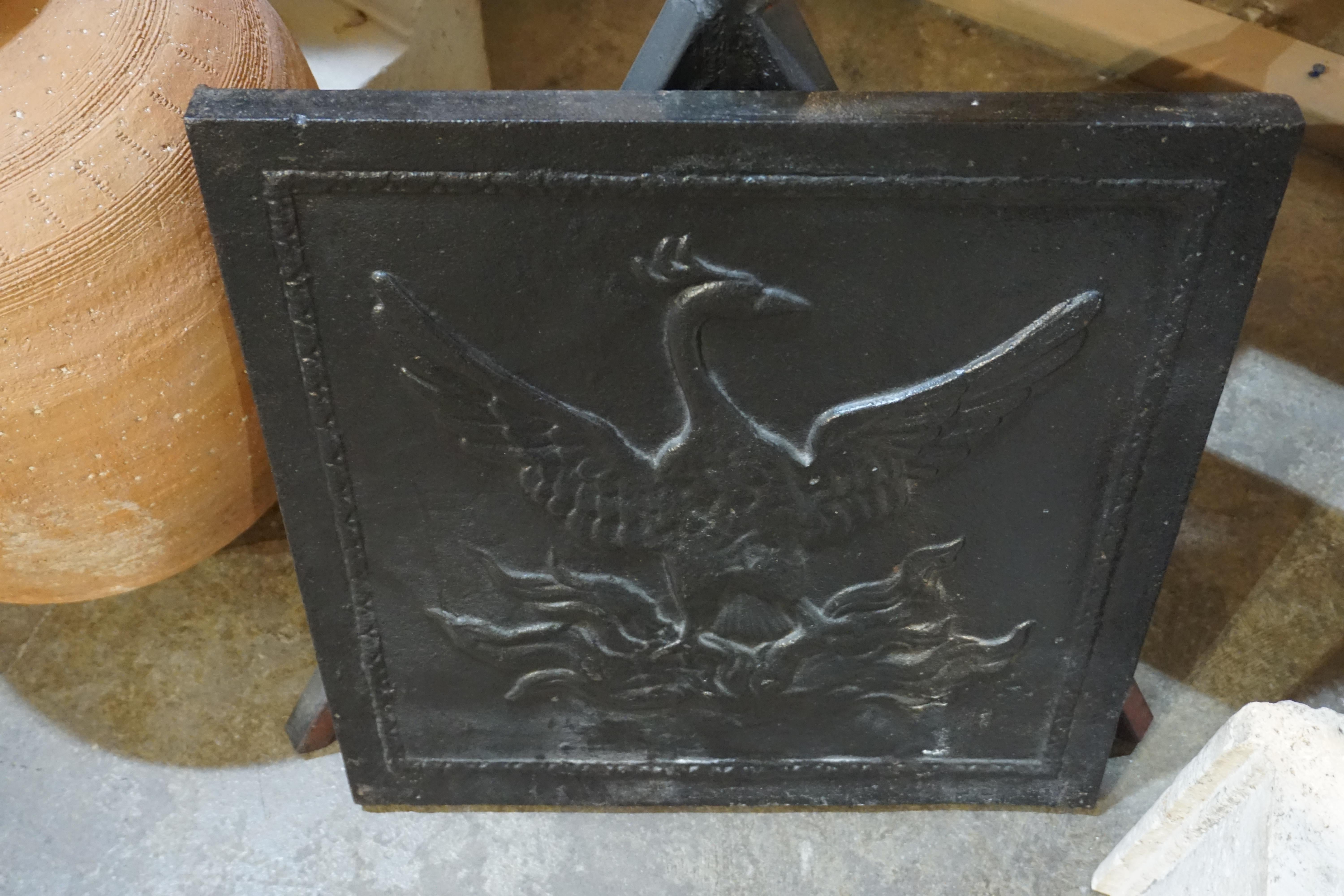 French Antique Fireback Depicting a Phoenix