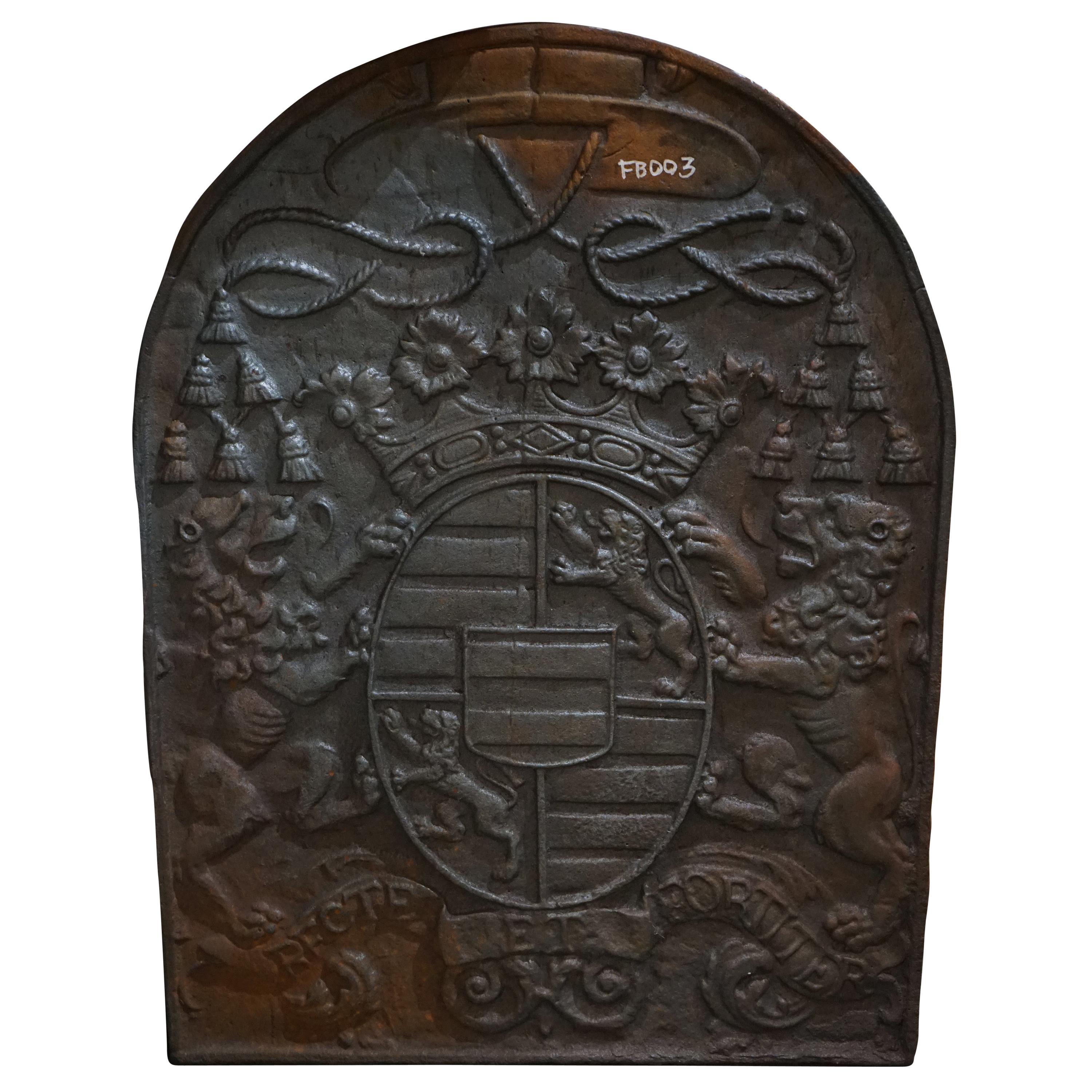 Antique Fireback Depicting Royal Coat of Arms