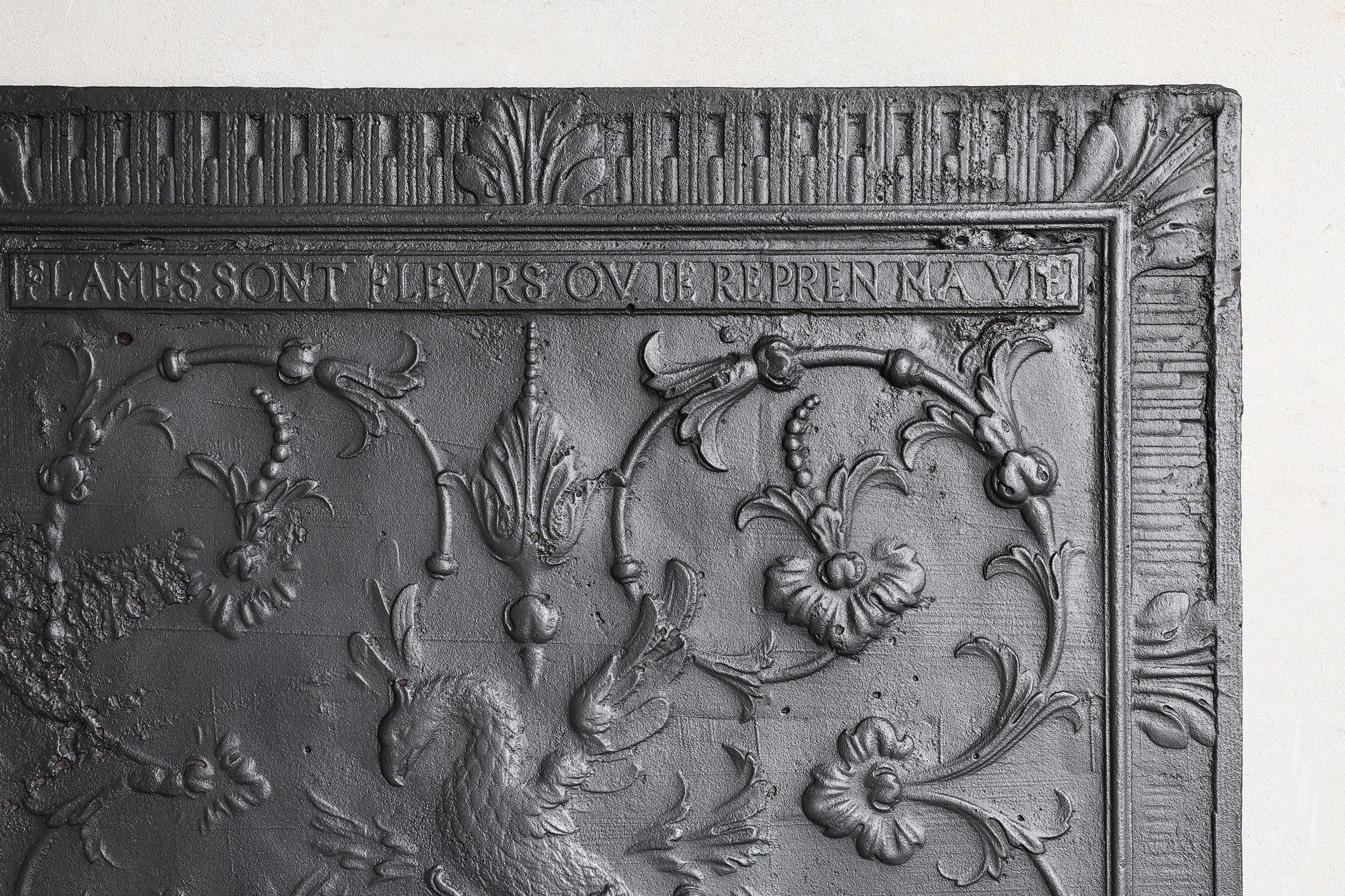 18th Century and Earlier Antique fireback from cast iron from the 18th century For Sale