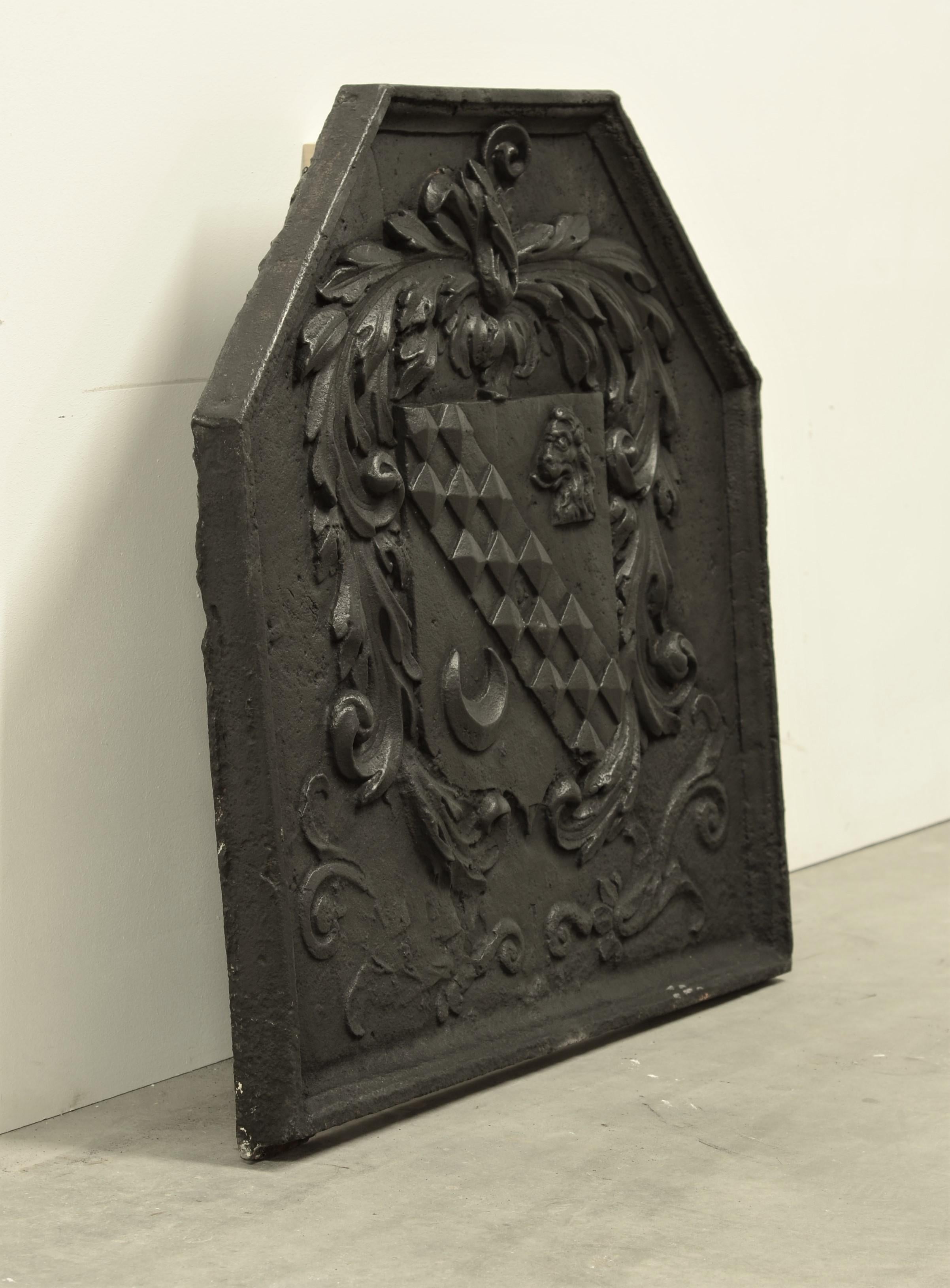 18th Century and Earlier Antique Fireback or Backsplash with Coat of Arms For Sale