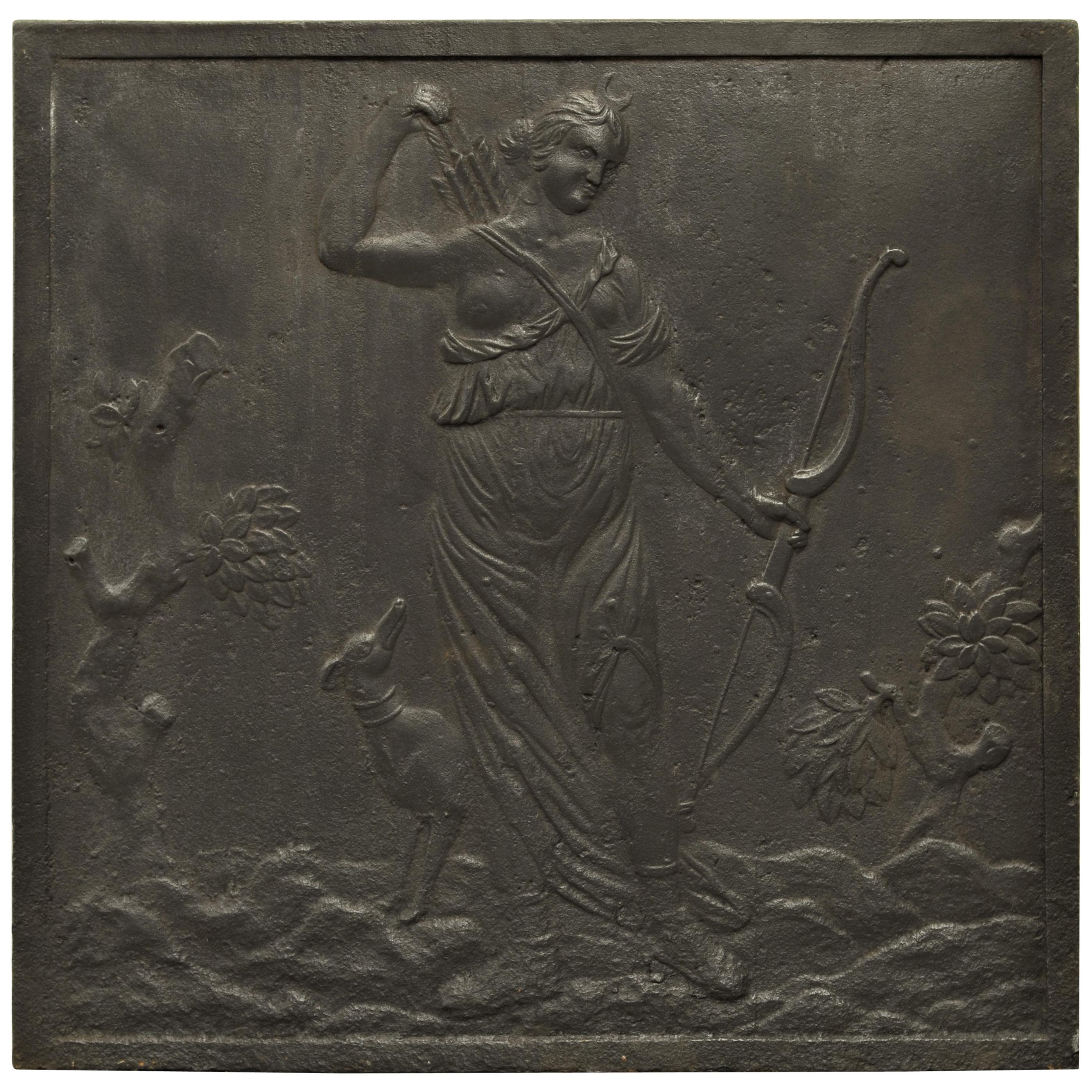 Antique Fireback Showing Diana, Goddess of the Hunt