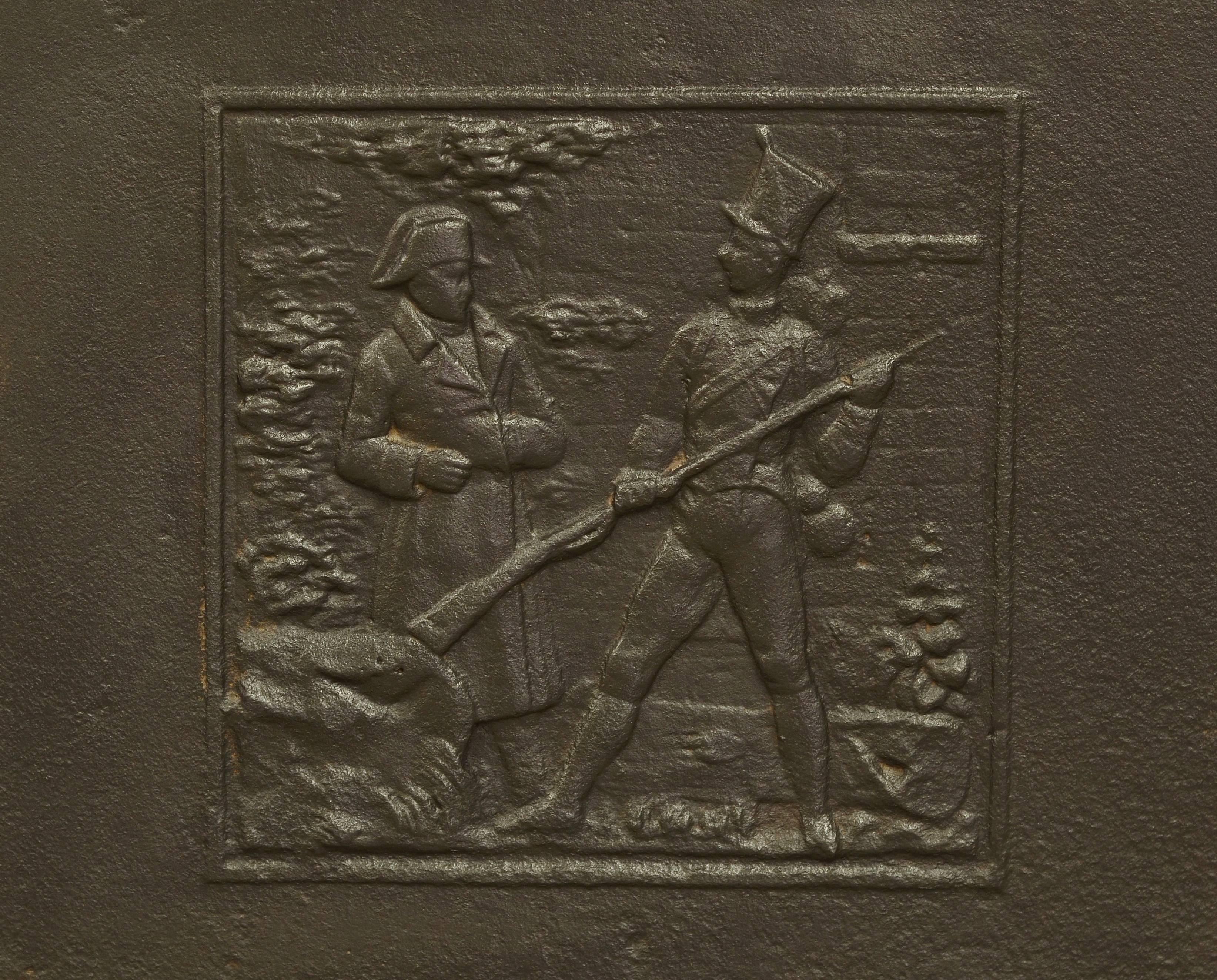 Victorian Antique Fireback Showing Napoleon on the Battlefield For Sale