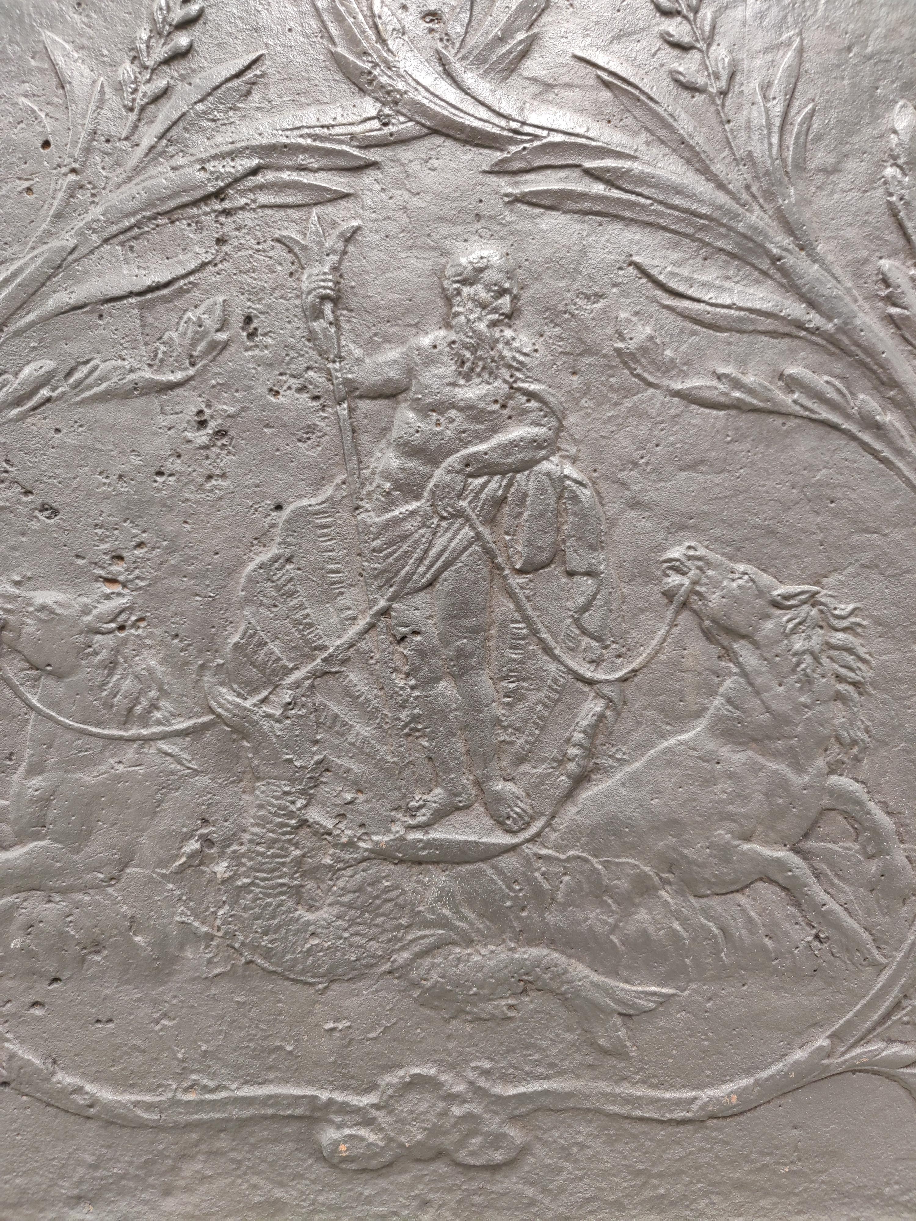19th Century Antique Fireback, Showing Poseidon 