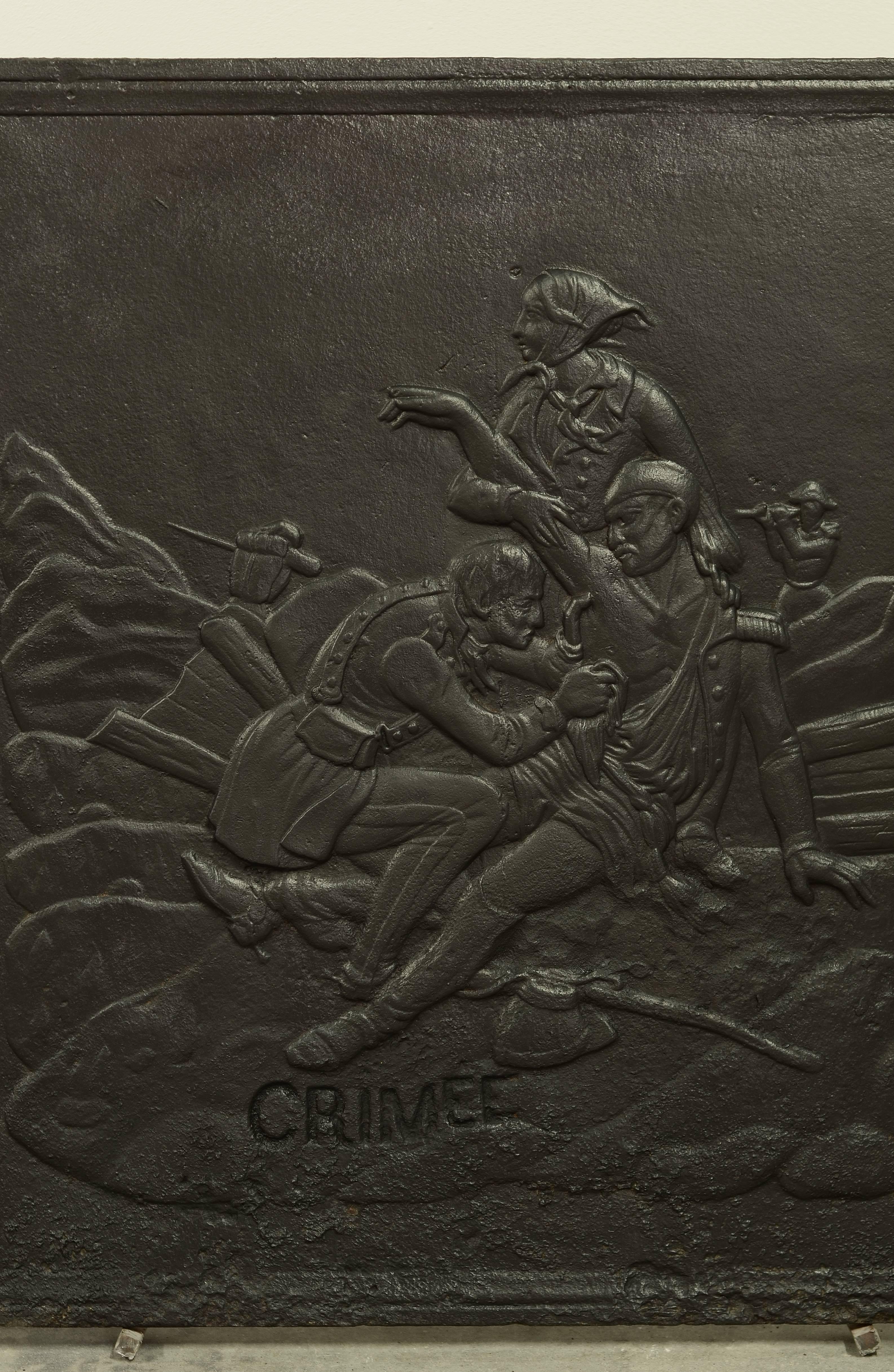 European Antique Fireback Showing the Crimean Battle For Sale