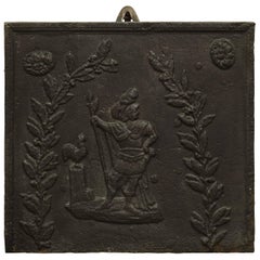 Antique Fireback; Soldier with Rooster, 19th Century
