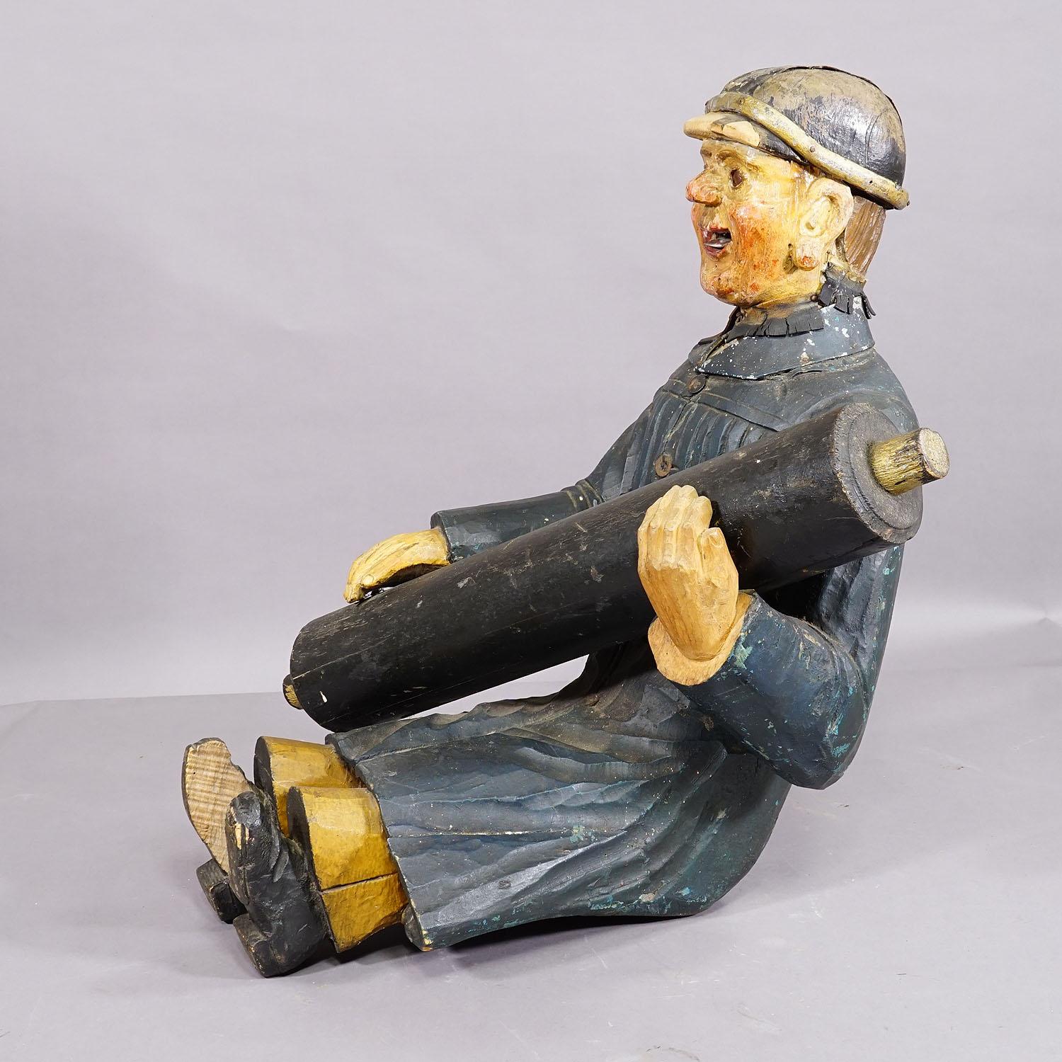 20th Century Antique Fireman from a Children's Carousel, Germany 1920s For Sale