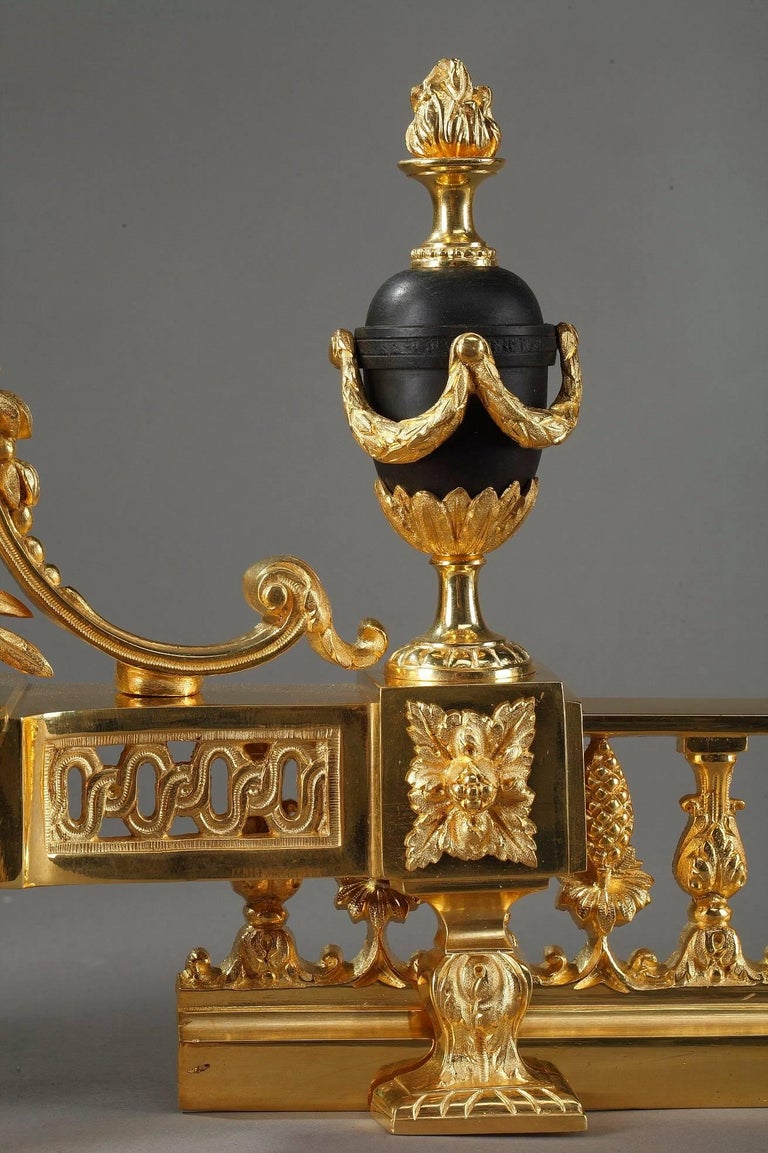 Antique Fireplace Andirons and Fender in Louis XVI Style at 1stDibs