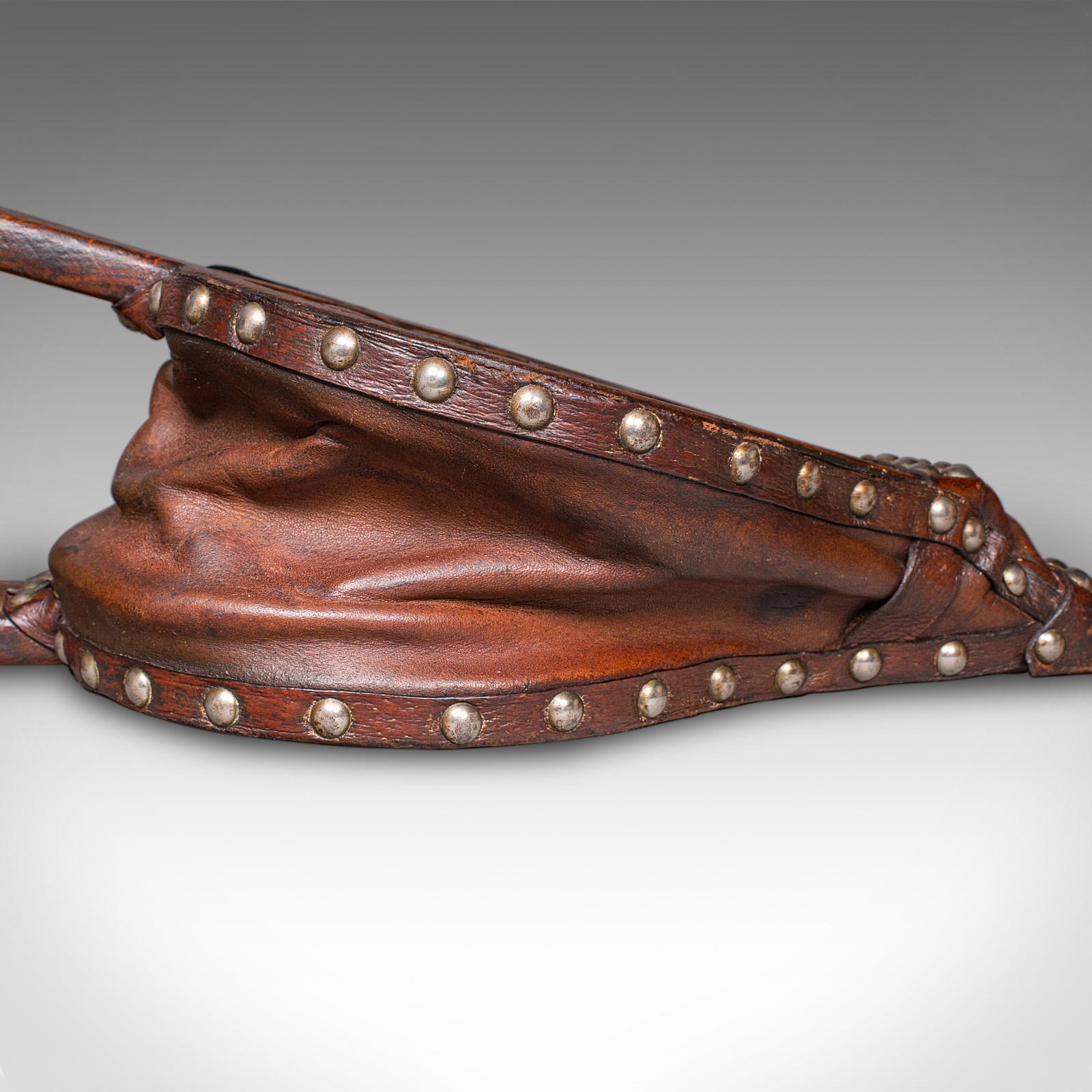 Antico Bellows per caminetto, inglese, quercia, cuoio, strumento per il fuoco, vittoriano, C.C. 1880 in vendita 4