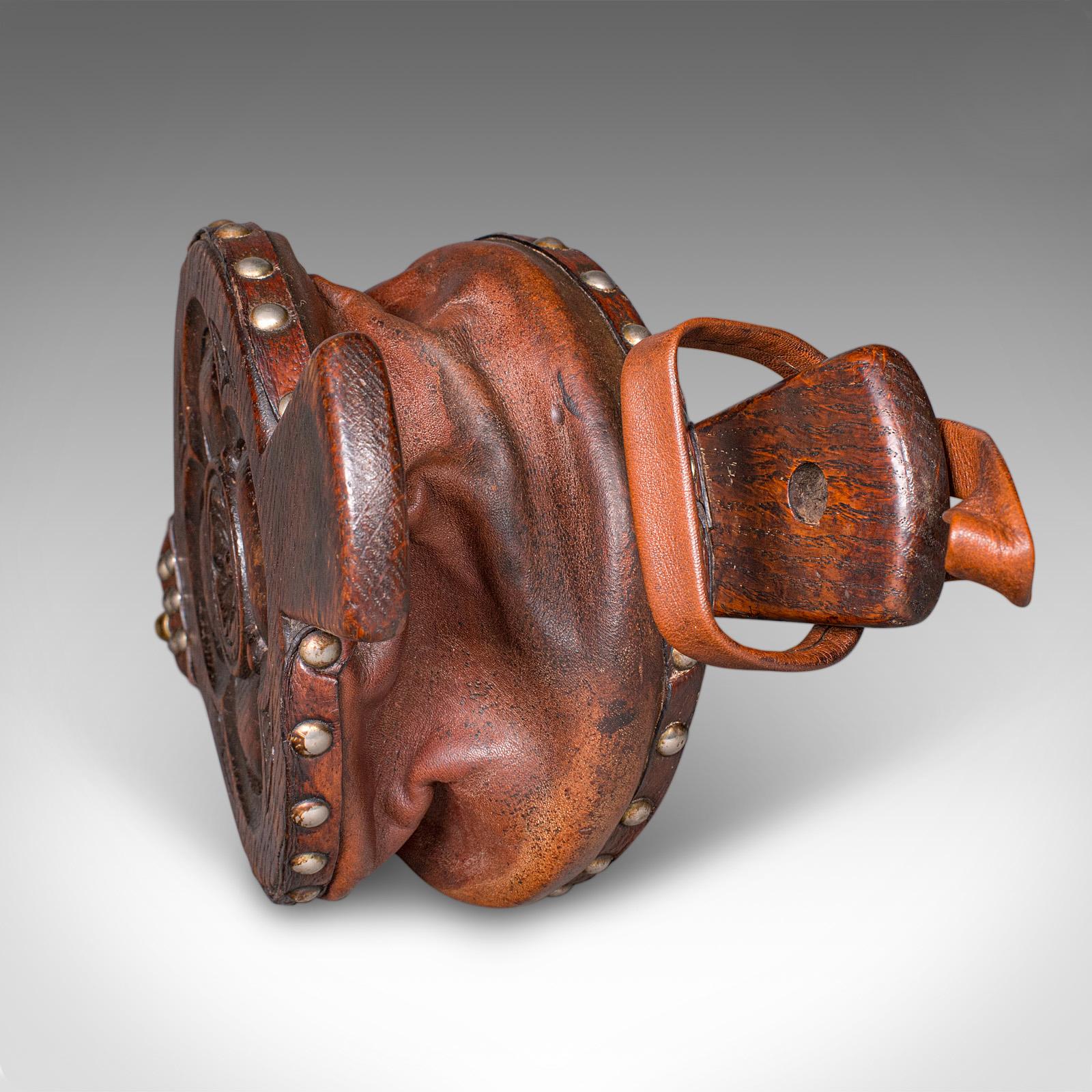 Antico Bellows per caminetto, inglese, quercia, cuoio, strumento per il fuoco, vittoriano, C.C. 1880 in vendita 2