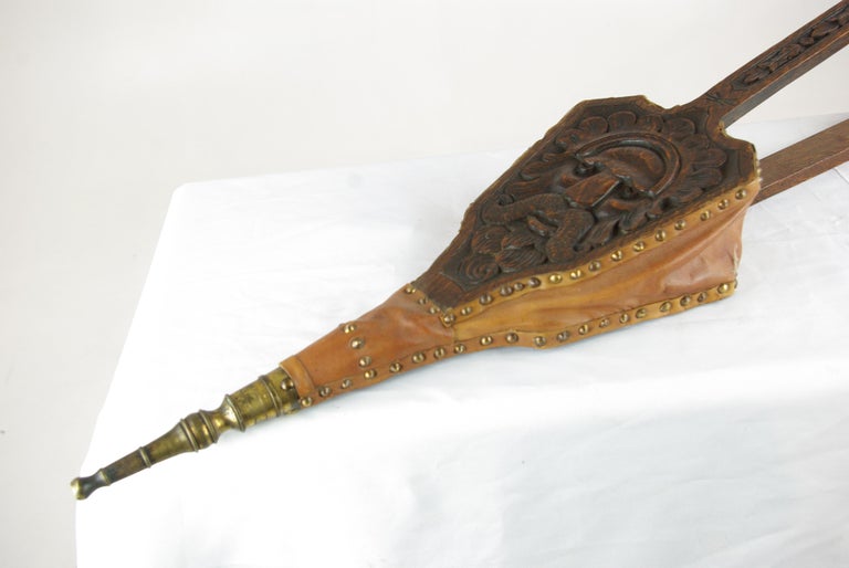 Antique Fireplace Bellows, Large Victorian Carved Oak Green Man Bellows at 1stDibs antique