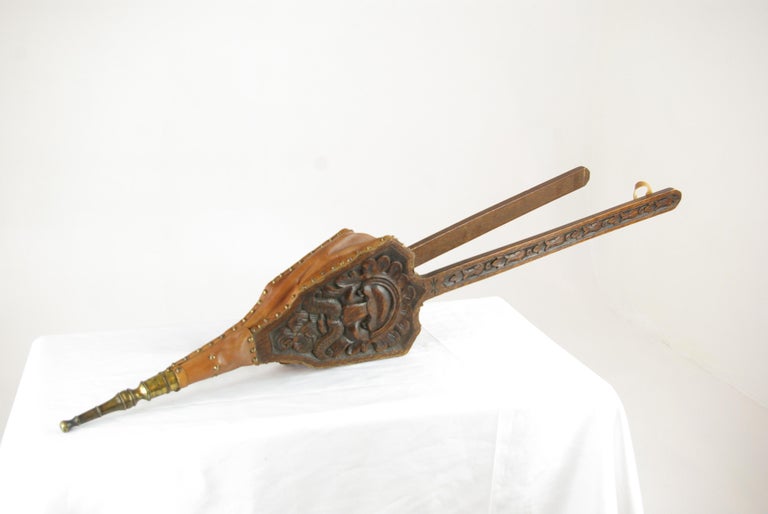 Antique Fireplace Bellows, Large Victorian Carved Oak Green Man Bellows at  1stDibs
