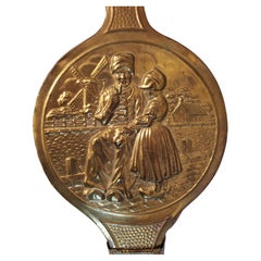 Antique Fireplace Brass and Leather Bellows, circa 1860s