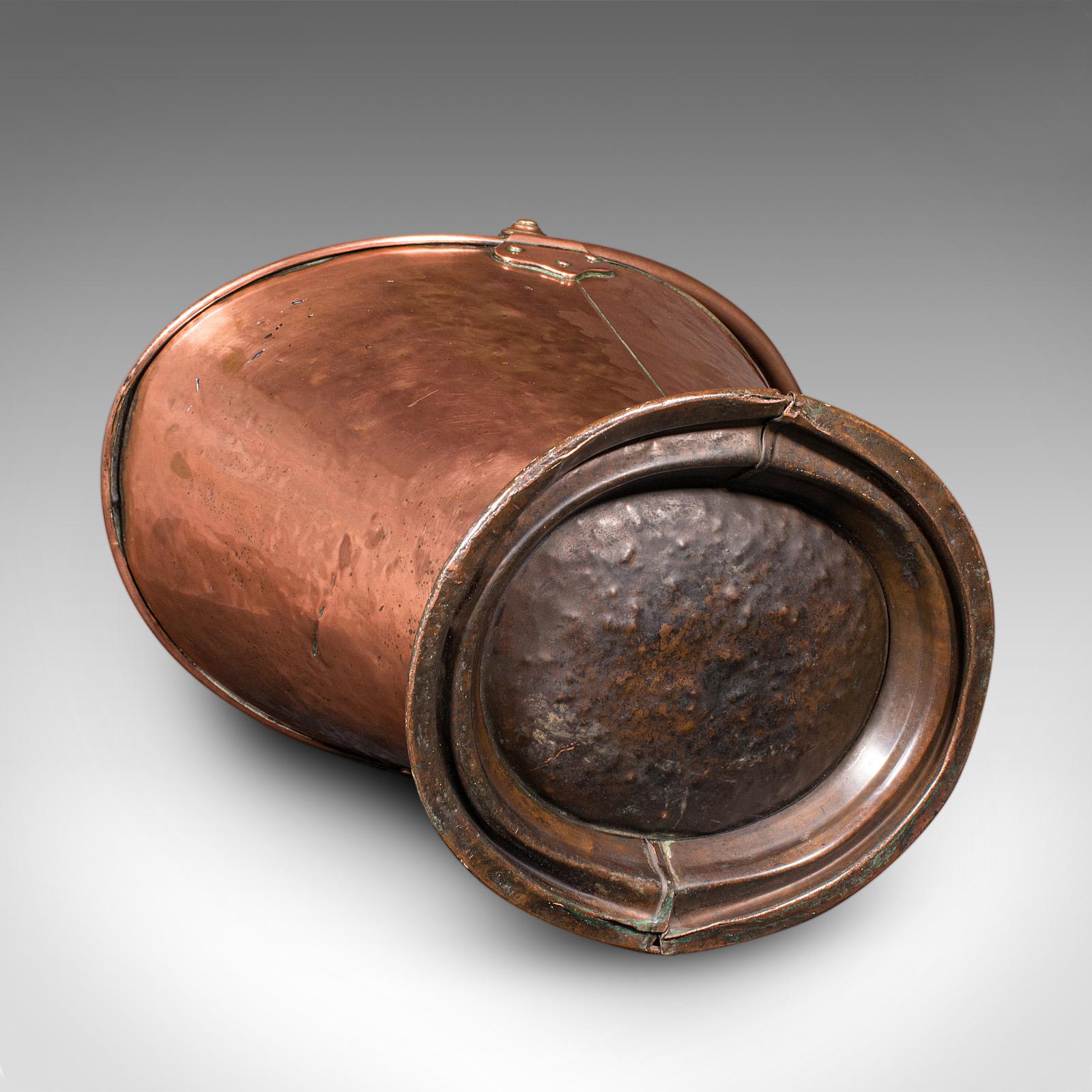 Antico scuttle per caminetto, rame inglese, cesto, Art Nouveau, vittoriano in vendita 3