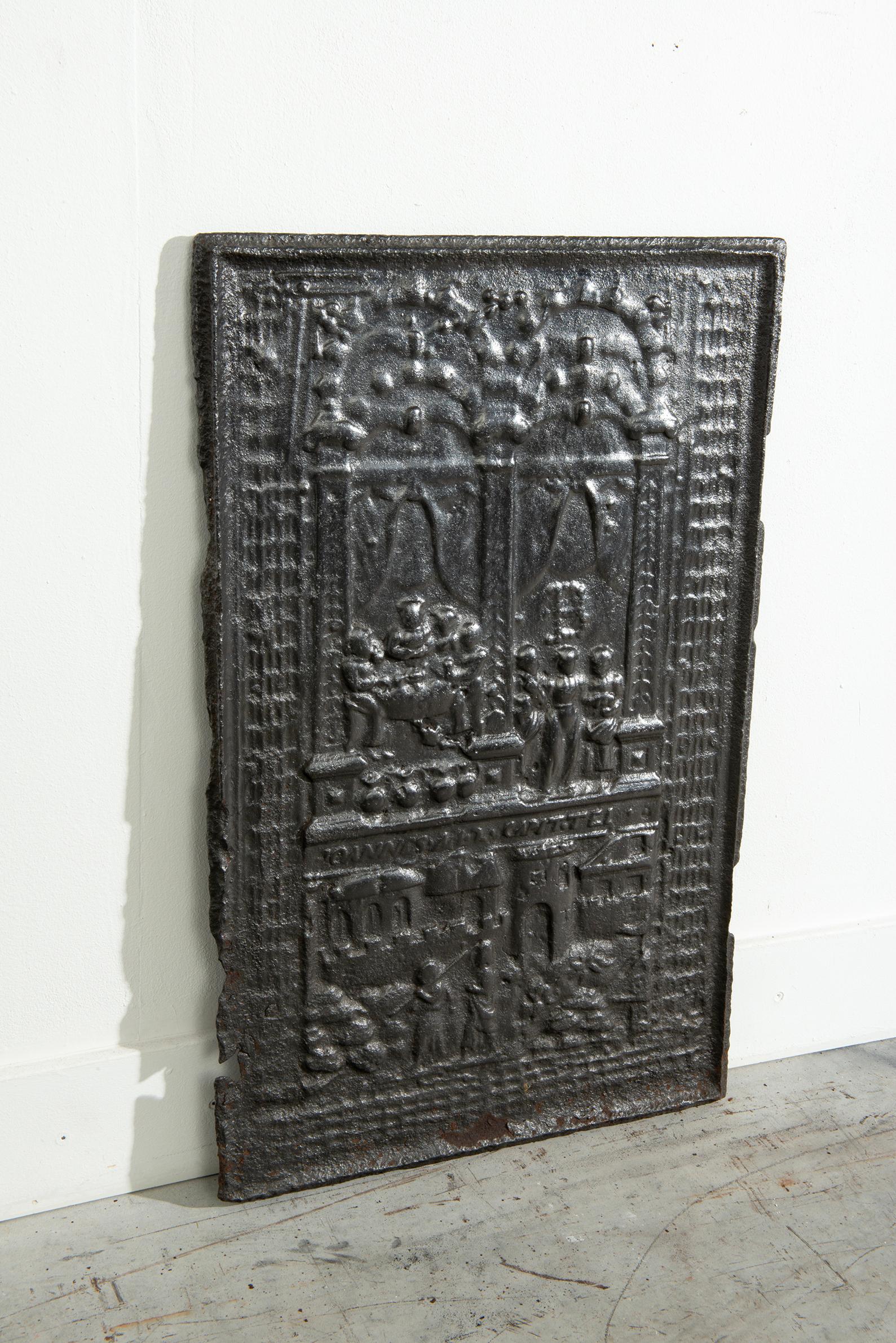 Cast Antique Fireplace Fireback / Backsplash For Sale